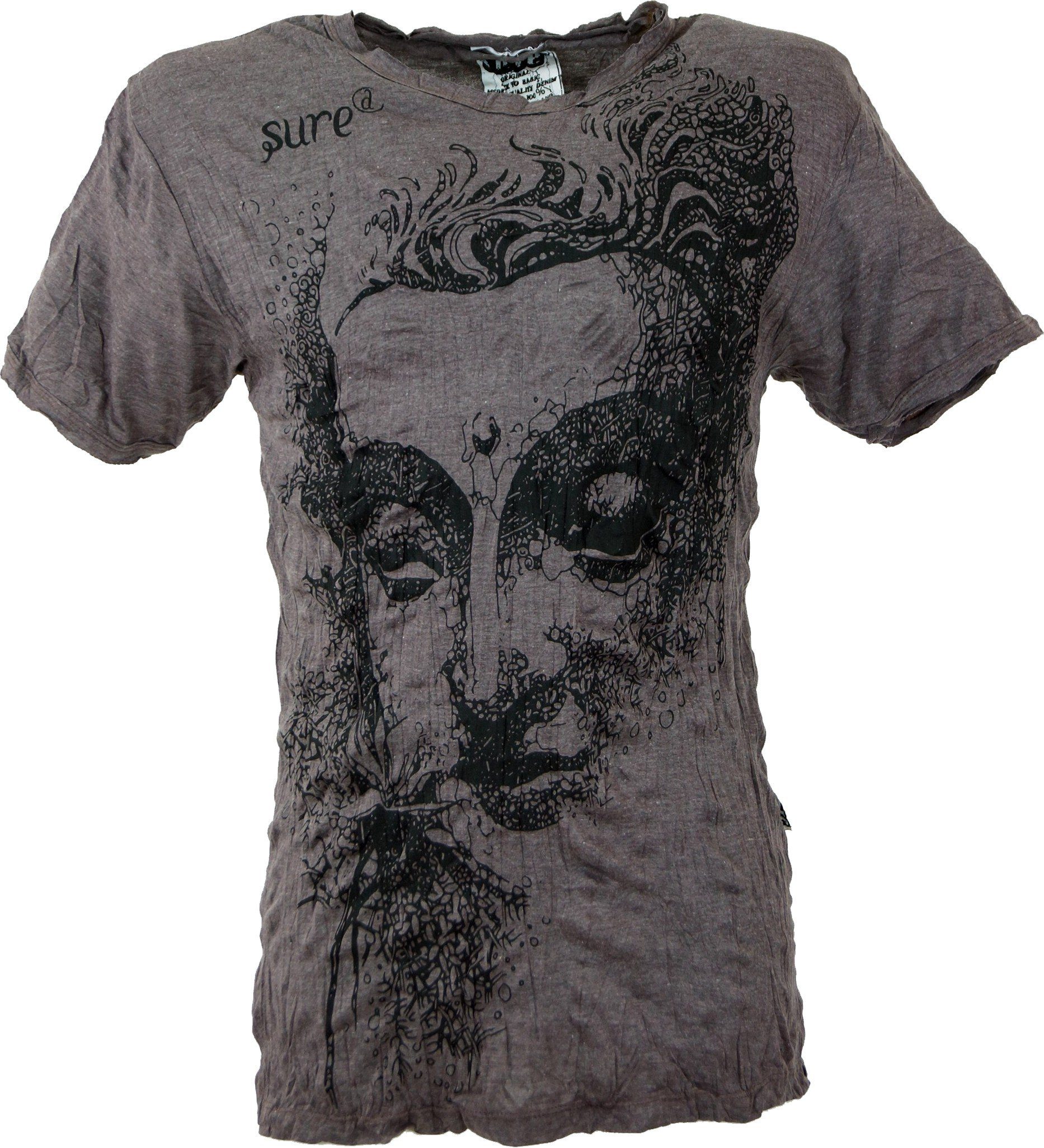 Guru-Shop - T-Shirt Bekleidung Sure Goa T-Shirt Style, Buddha Festival, coffee alternative