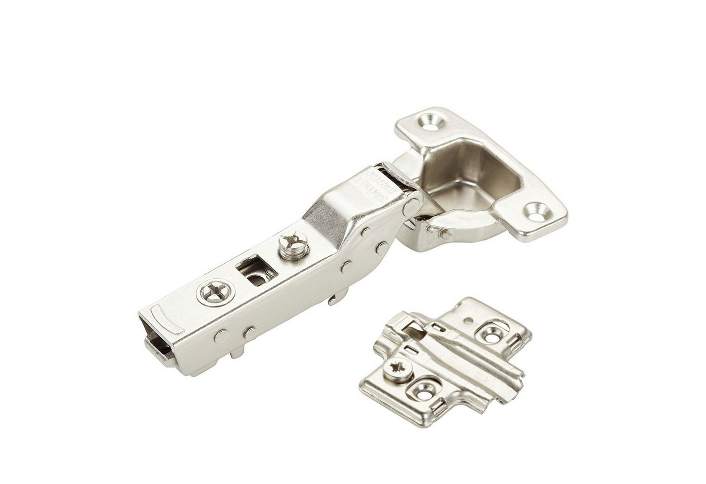 SO-TECH® Möbelbeschlag Topfband Master T48 110° inkl. Kreuzplatte mit Exzenterverst (1 St), Mittelanschlag 110° mit Dämpfer (Soft-Close), 3D-Verstellung