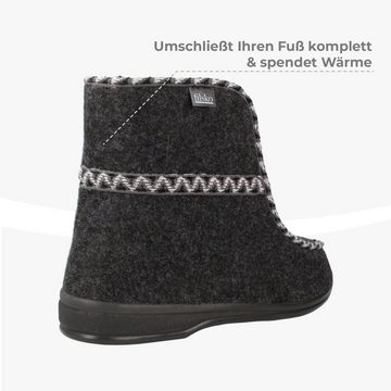 filsko Medle Damen Winter Hüttenschuhe mit Reißverschluss Hausschuh HüttenSchuhe, aus Filz, mit Schafwolle gefüttert