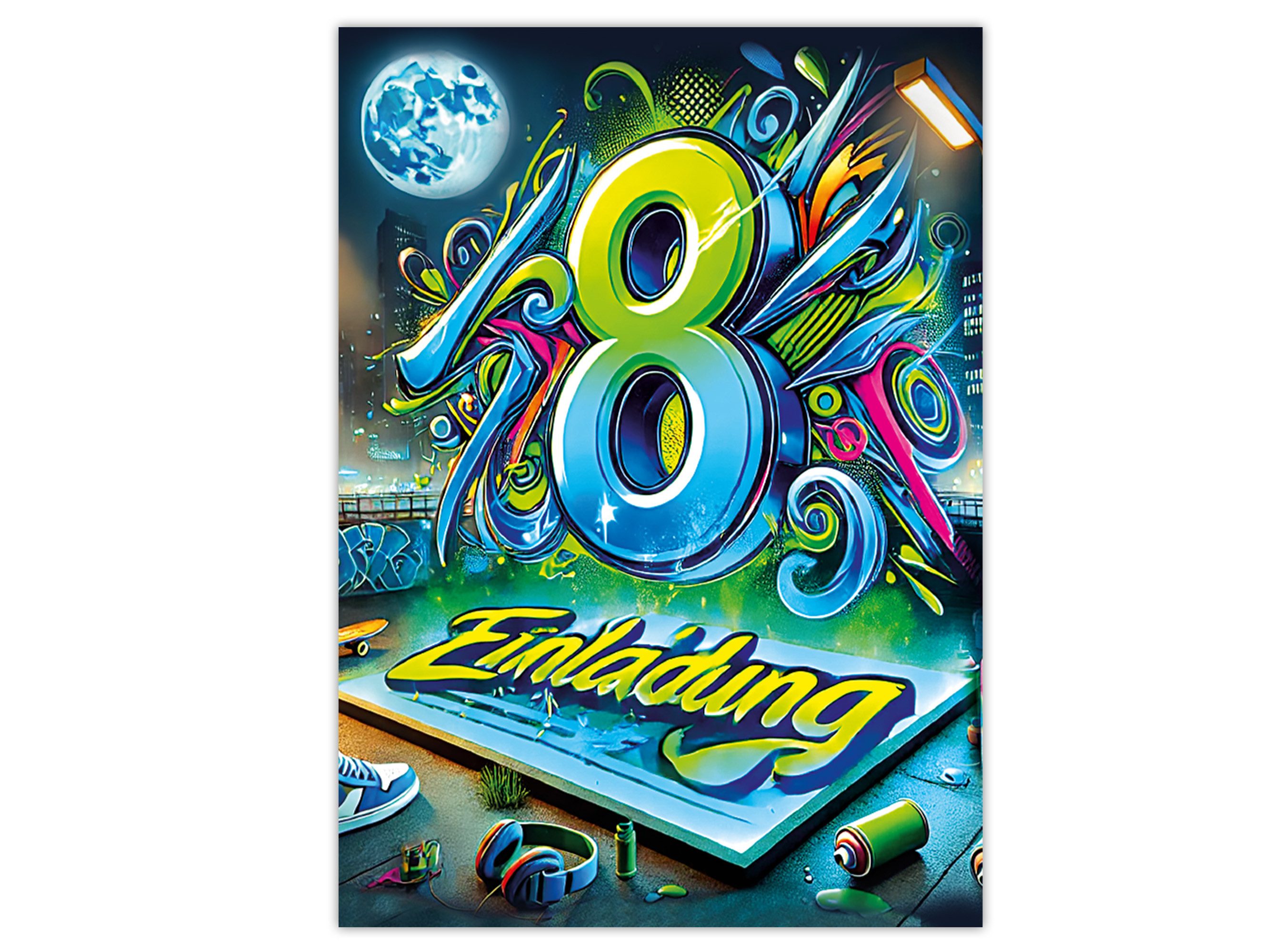 LIMONIA Einladungskarten Graffiti zum Kindergeburtstag Mädchen Jungen Einladungen neon, Einladungskarten zum 8. Geburtstag mit Graffiti Motiv – Bild 3 von 4