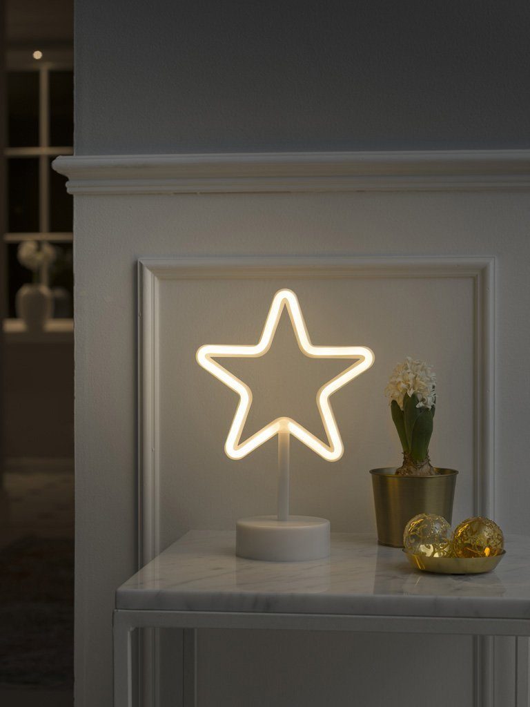 integriert, Warmweiß, LED weiße Stern, Timer, 6h Weihnachtsstern, warm LED Stern 78 Schlauchsilhouette Dioden fest KONSTSMIDE mit Weihnachtsdeko,