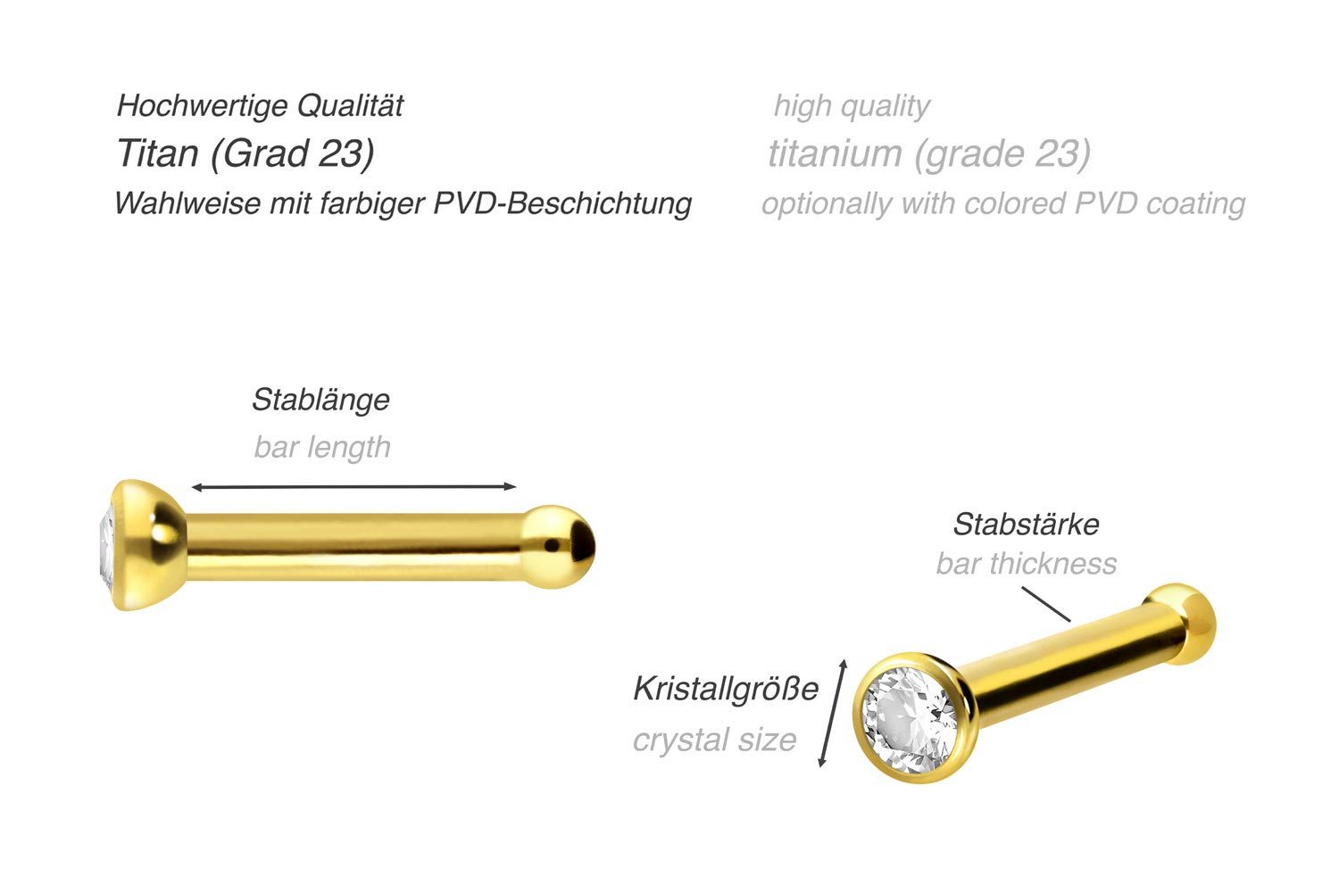 PIERCINGLINE Nasenpiercing Titan Nasenstecker Pin KRISTALL (Nasenstecker, 1 günstig online kaufen