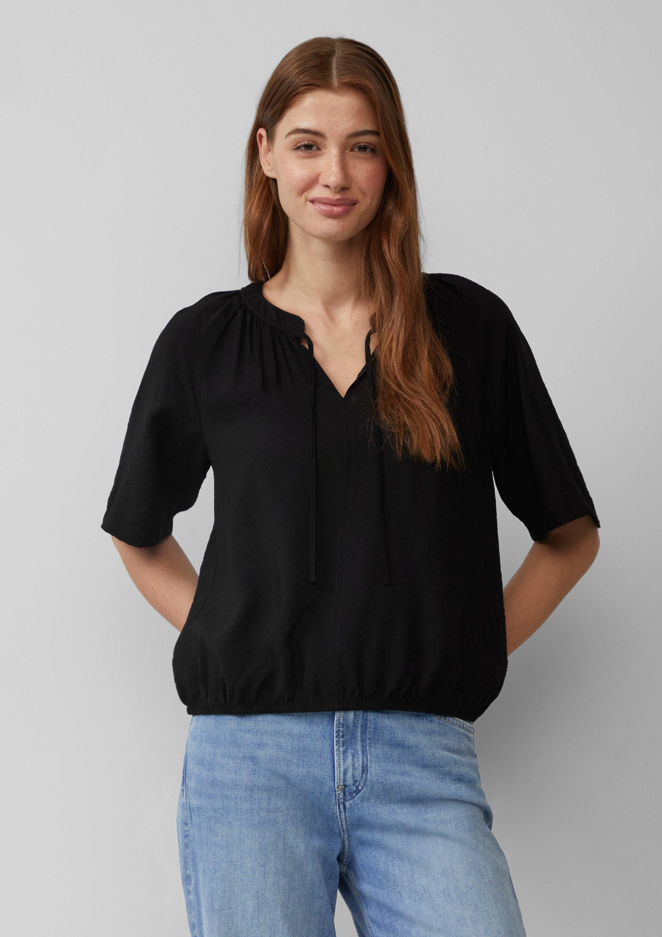 s.Oliver Kurzarmbluse Bluse Strukturierte Bluse mit Halbarm im O-Shape günstig online kaufen
