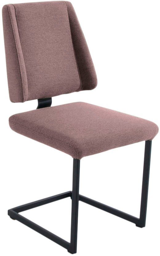 K+W Komfort & Wohnen Freischwinger Longbeach (1 St), mit Gestell und Abstandshalter in Metall schwarz Struktur, Sitzkomfort rose