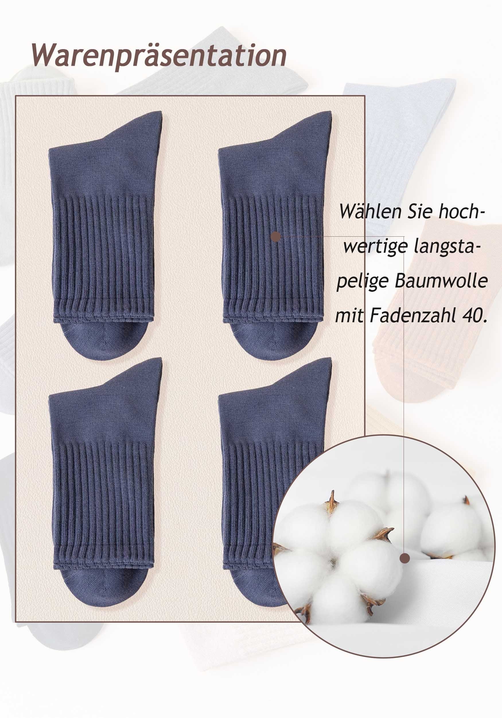 Basicsocken Herren Dunkelblau Basicsocken Einfarbig für Baumwolle 100% (8-Paar) mit MAGICSHE