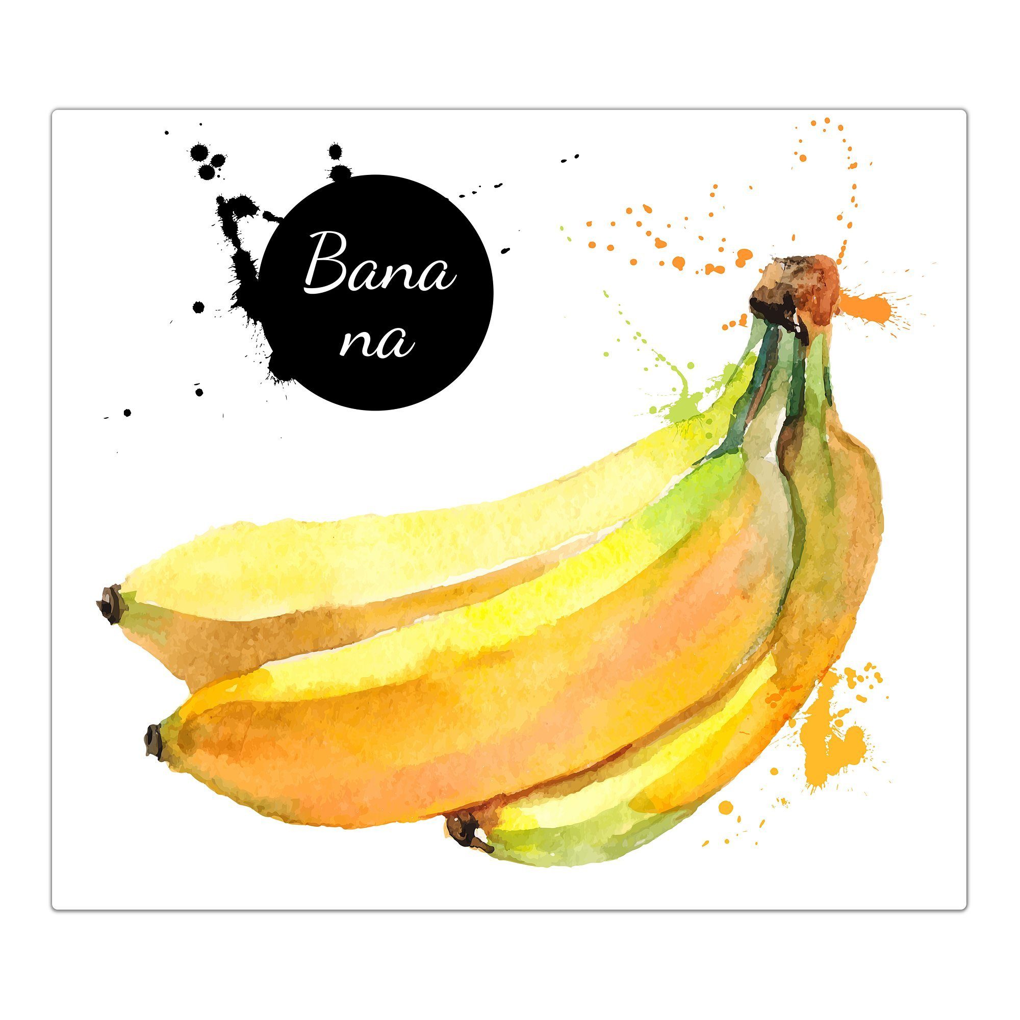 Herd-Abdeckplatte Spritzschutz mit Herdabdeckplatte tlg) Aquarellmalerei Bananen, aus Glas (1 Glas, Primedeco