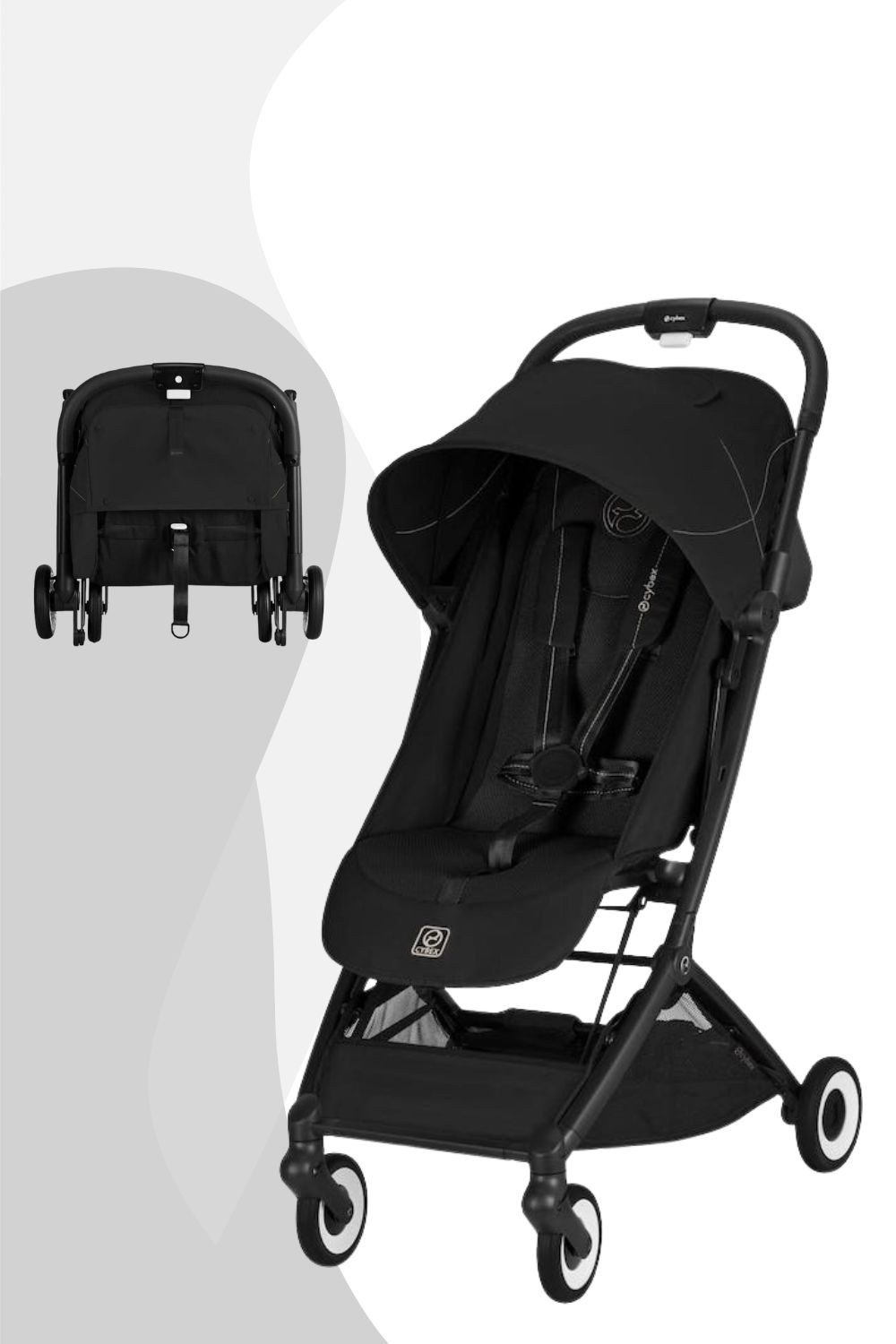 Cybex Kinder-Buggy Orfeo Buggy, Ab Geburt, Kleines Faltmaß, großes Sonnenverdeck, flugzeugtauglich schwarz