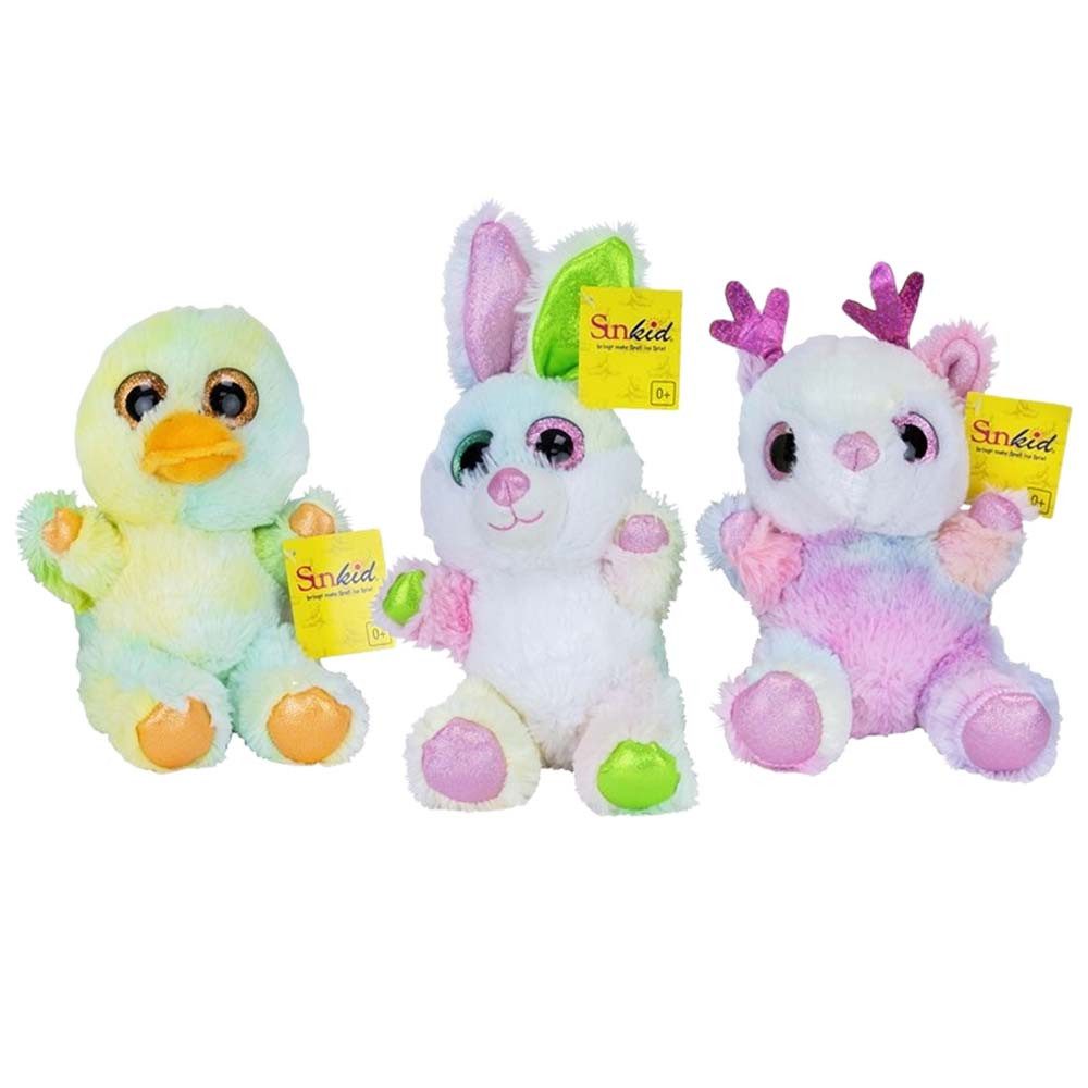 SUNKID Kuscheltier 6 Stück Tier Sortiment glitzernde bunte Plüschtiere - ca. 18 cm (6-St)