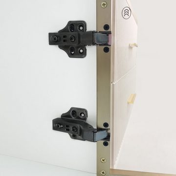 Merax Lowboard mit LED-Beleuchtung inkl. Fernbedienung, Breite:170cm, TV-Board mit Metallbeine, TV-Schrank mit Glastüren und Schubladen