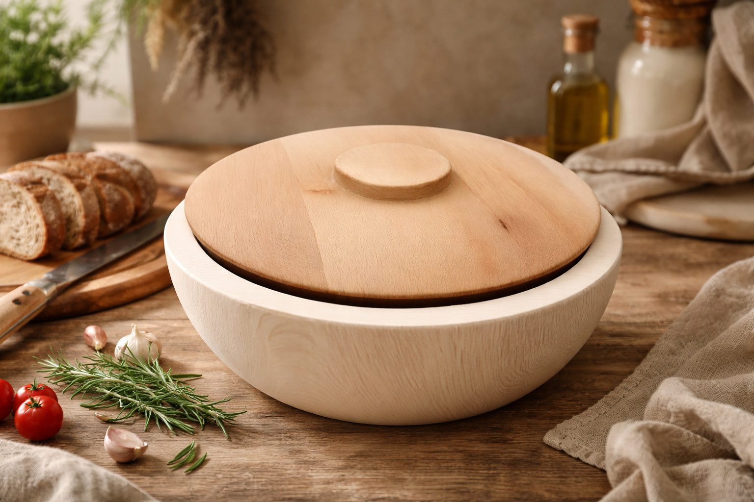 Pezzo D'oro Aufbewahrungsdose Handgedrechselte Zirbenholz-Brotdose