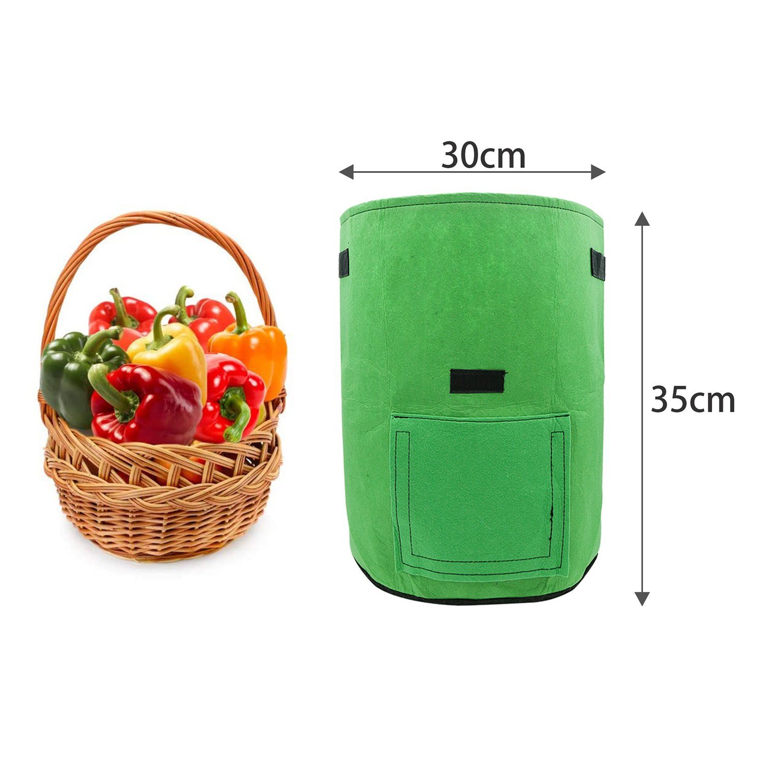 Clanmacy Pflanzkübel Pflanzsack Pflanztasche Kartoffel Atmungsaktiv 5X 30×35 cm Grün (5 St)