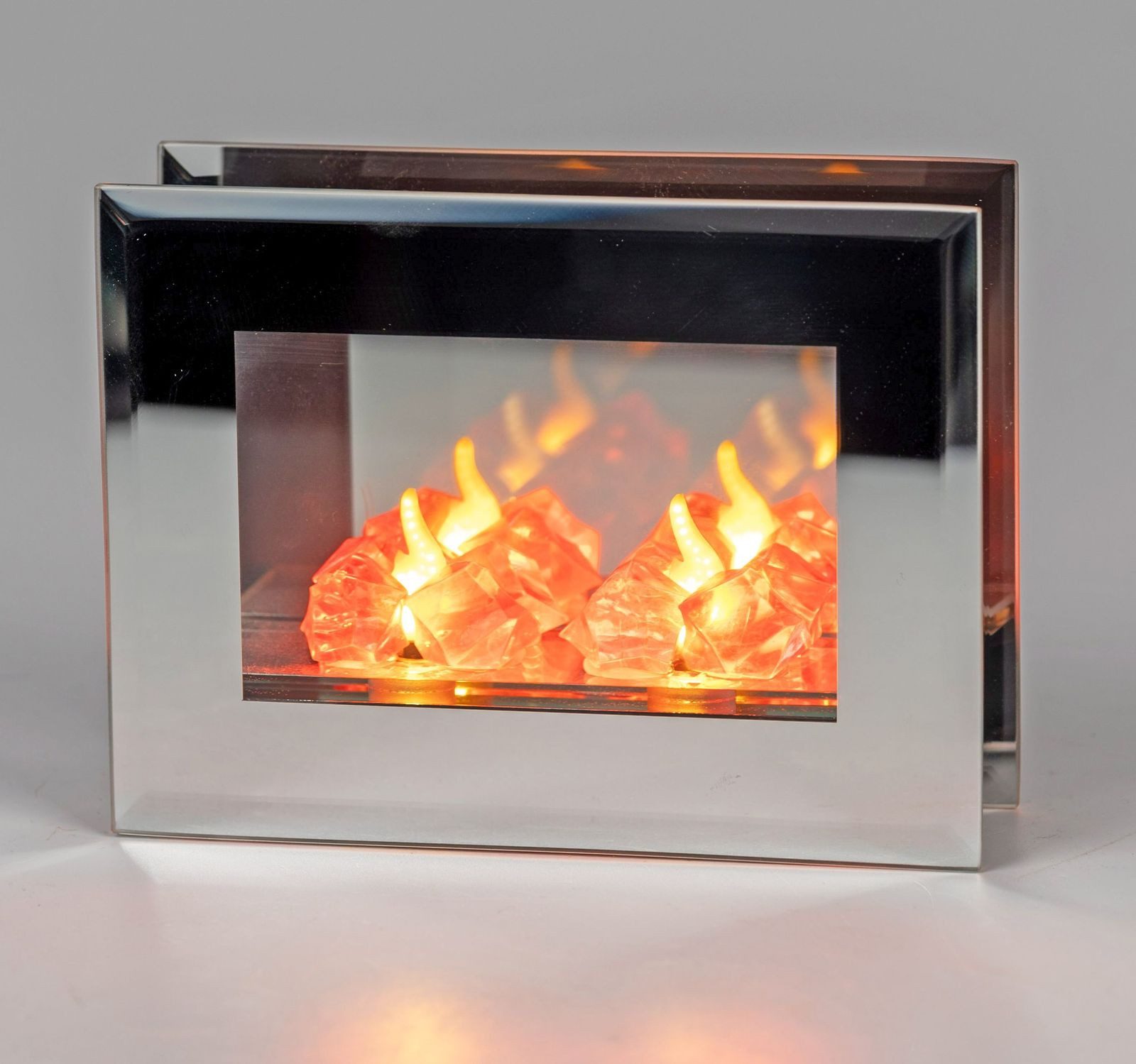 formano LED Dekolicht LED Deko Licht Spiegelfeuer 16cm Stimmungslicht Glas mit Timer 6h/18h, LED fest integriert