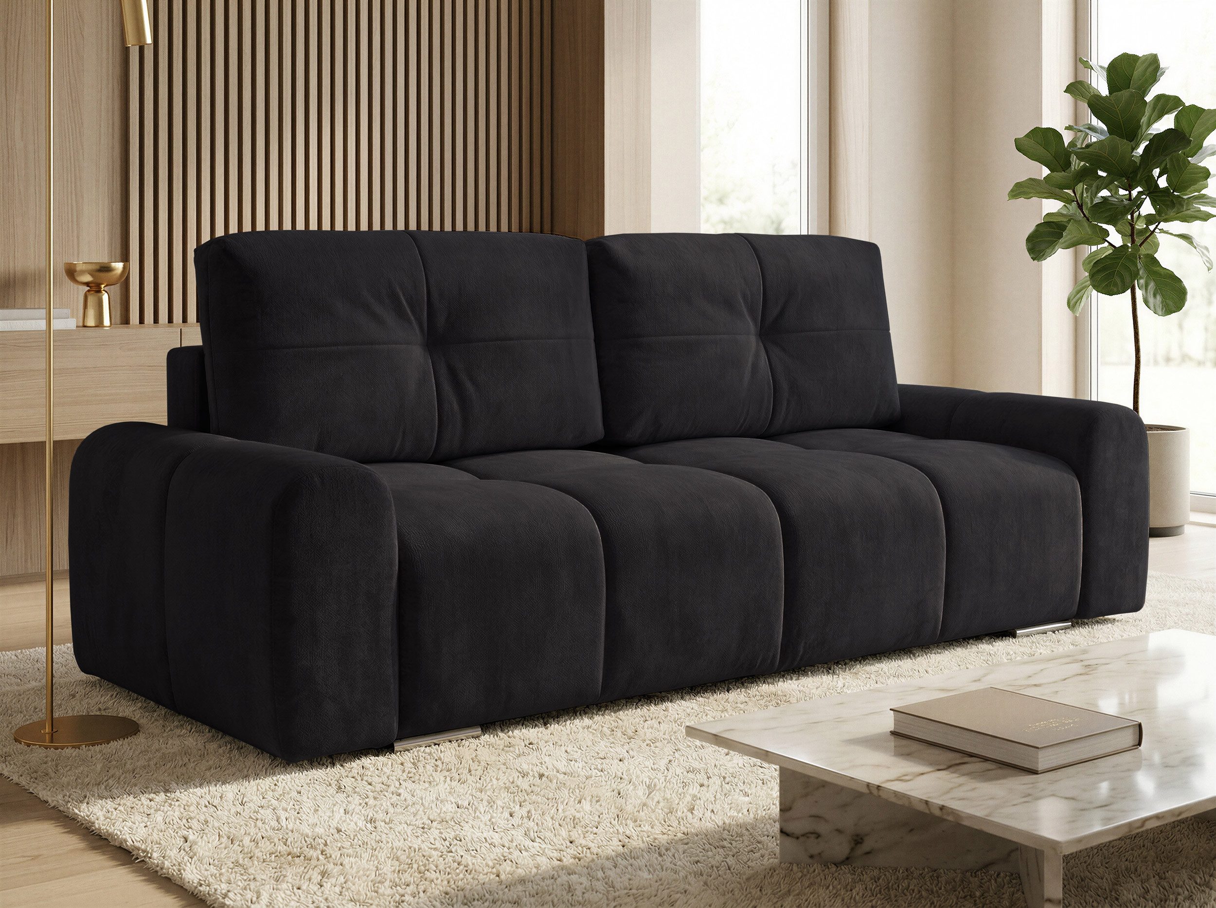 Sofnet Schlafsofa Fluffy, mit Schlaffunktion und Bettkasten, Bonellfederkern, Chenille-Bezug, große Schlaffläche 195x145 cm