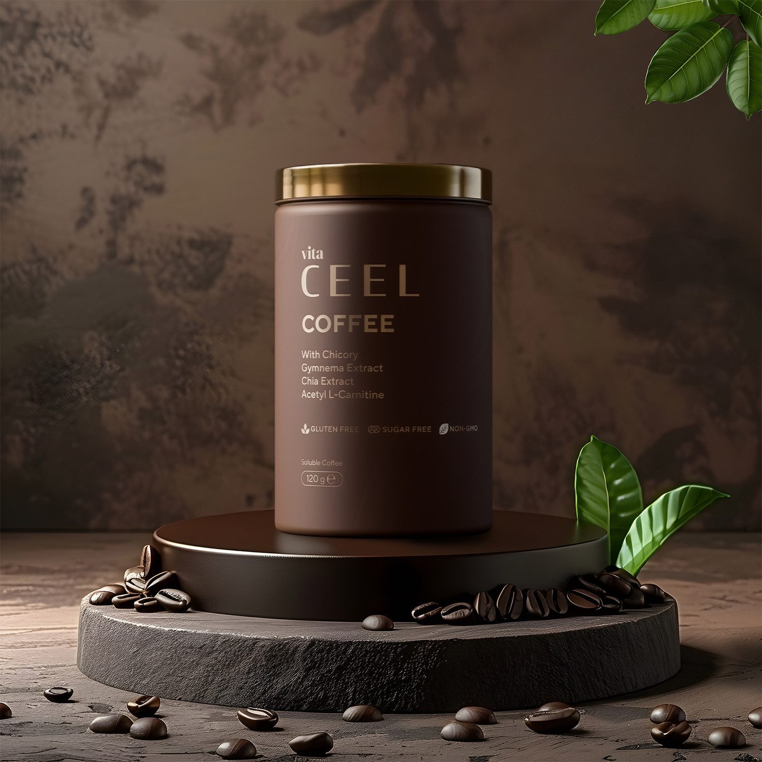 VİTA CEEL Kaffee Chicorée Kaffee – Mit Gymnea, Chia & L-Carniti, 120 g, Kaffee mit Zichorie – Angereichert mit Chia-Extrakt & L-Carnitin