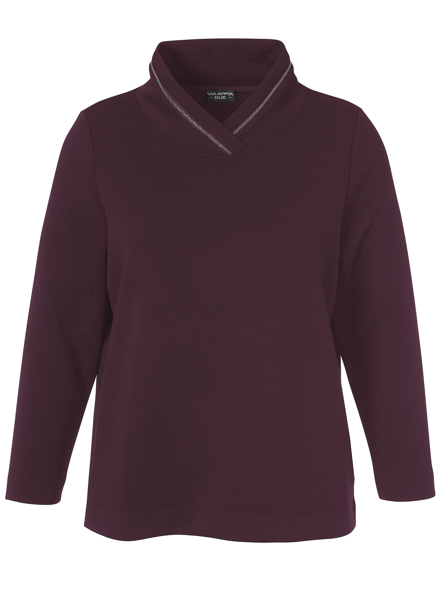 VIA Sweatshirt bordeaux unifarbenem Stoff DUE aus APPIA