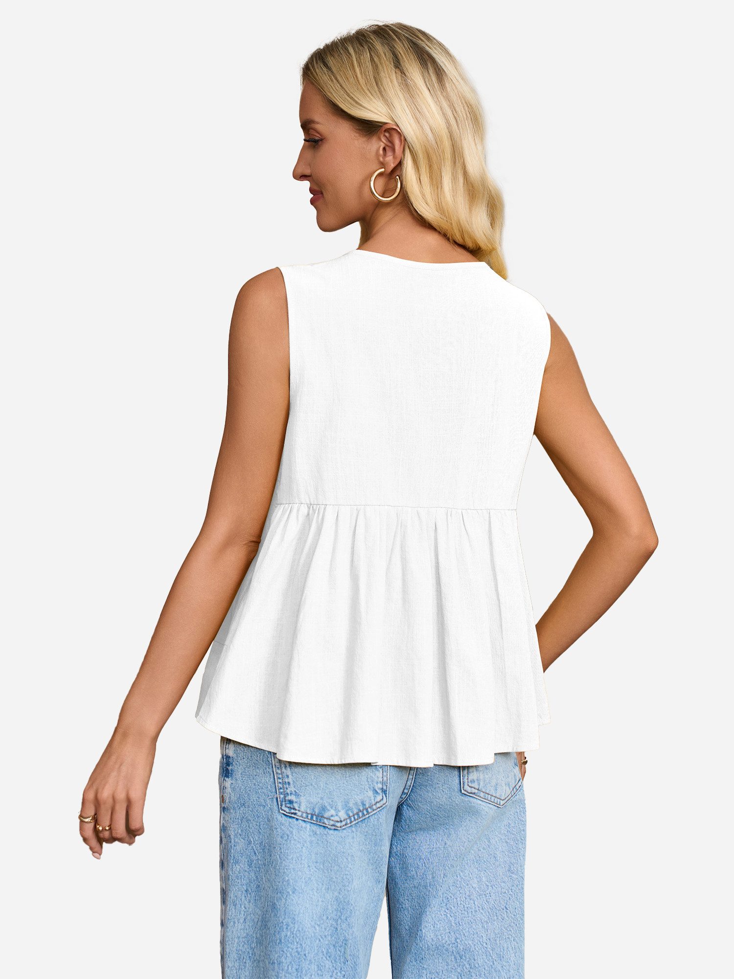 Imily Bela Shirtweste Damen Plissee Weste aus Baumwolle (Packung, 1-tlg., 1per-Pack) in Unifarbe