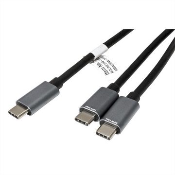 ROLINE USB Typ C Split-Ladekabel, C - 2x C, ST/ST, max. 100W USB-Kabel, USB Typ C (USB-C) Männlich (Stecker), USB Typ C (USB-C) Männlich (Stecker) (185.0 cm)