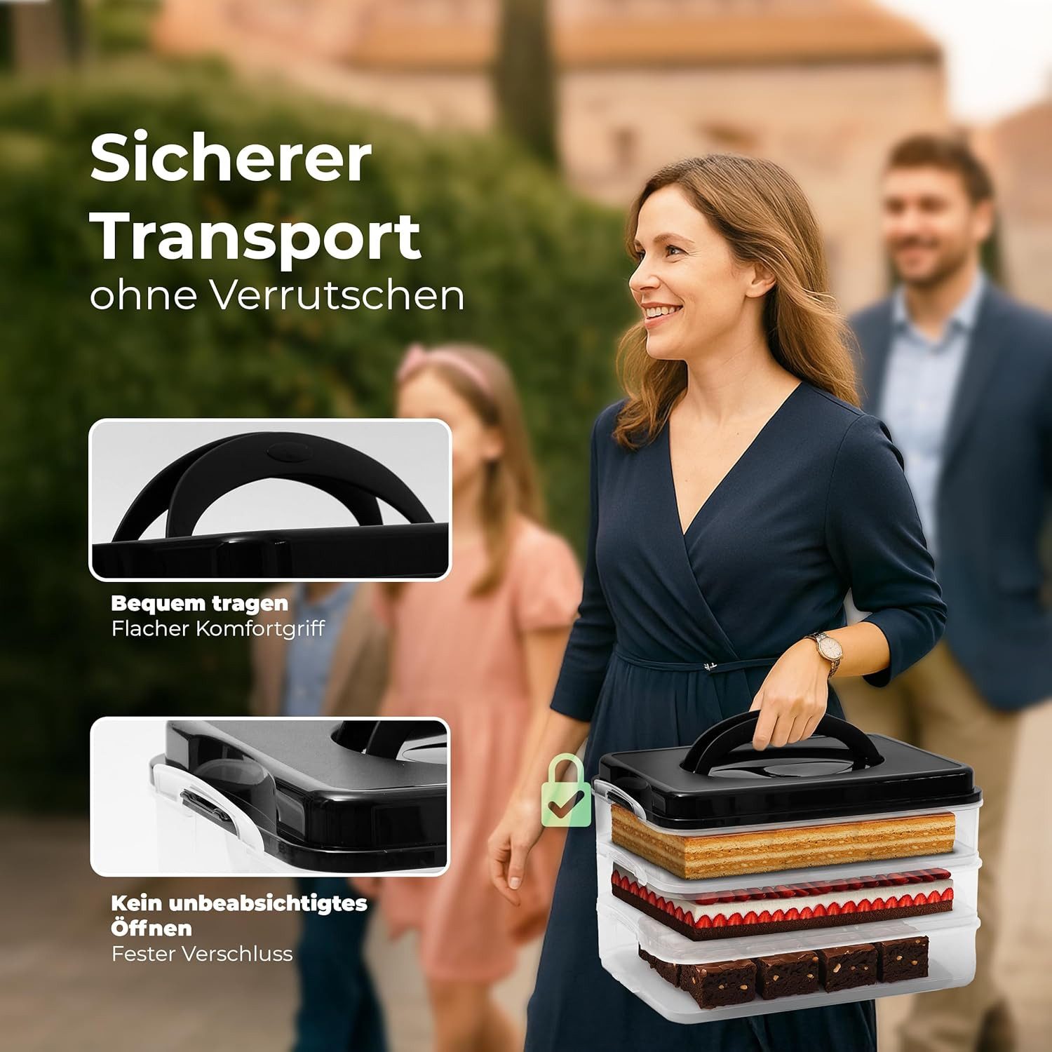 Novaliv Aufbewahrungsbox 31156-31157-31218-1x, Novaliv Kuchen-Transportbox mit einer Etage und Deckel und Einlage (Re – Bild 3 von 5