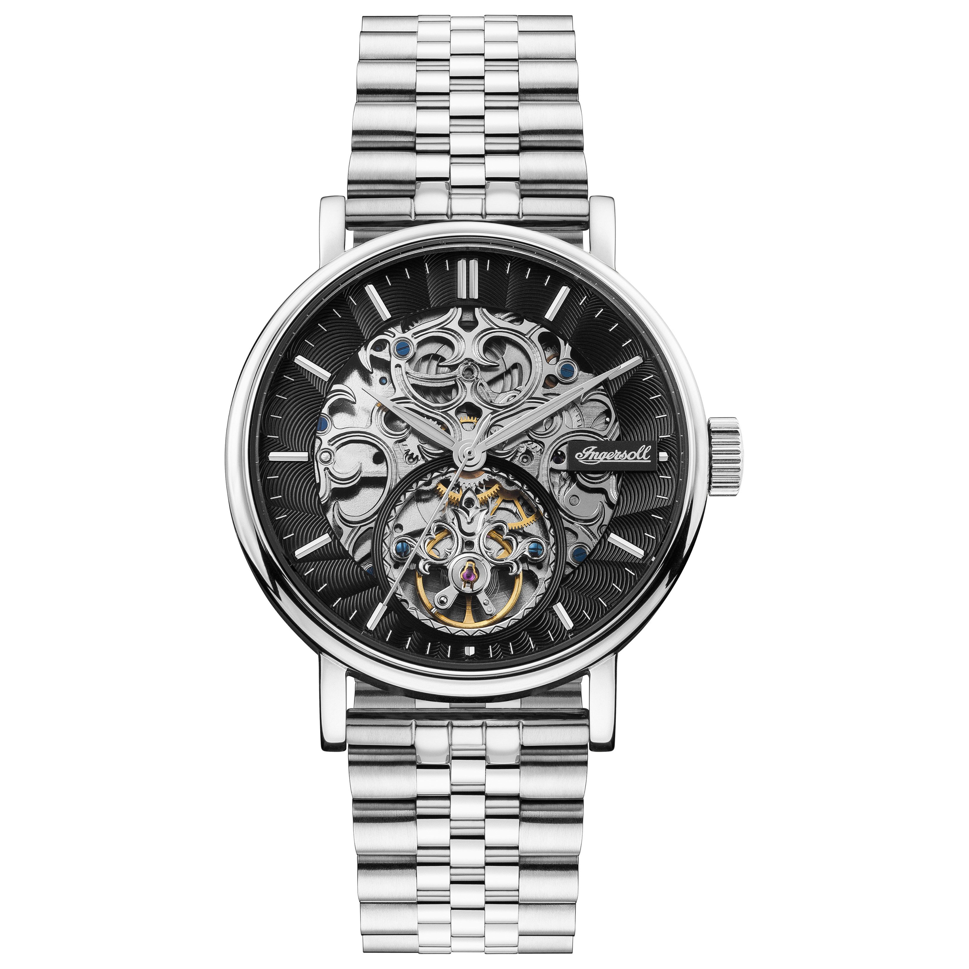 Ingersoll Automatikuhr The Charles I05804B, Armbanduhr, Herrenuhr, Mechanische Uhr, Edelstahlarmband, analog