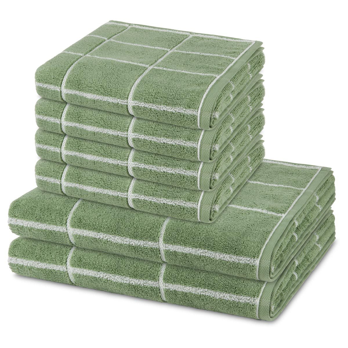 ROSS Handtuch Set Sensual Skin Karo, Walkfrottee (Spar-Set, 6-St), 4 X Handtuch 2 X Duschtuch im Set - Baumwolle - Saugstark