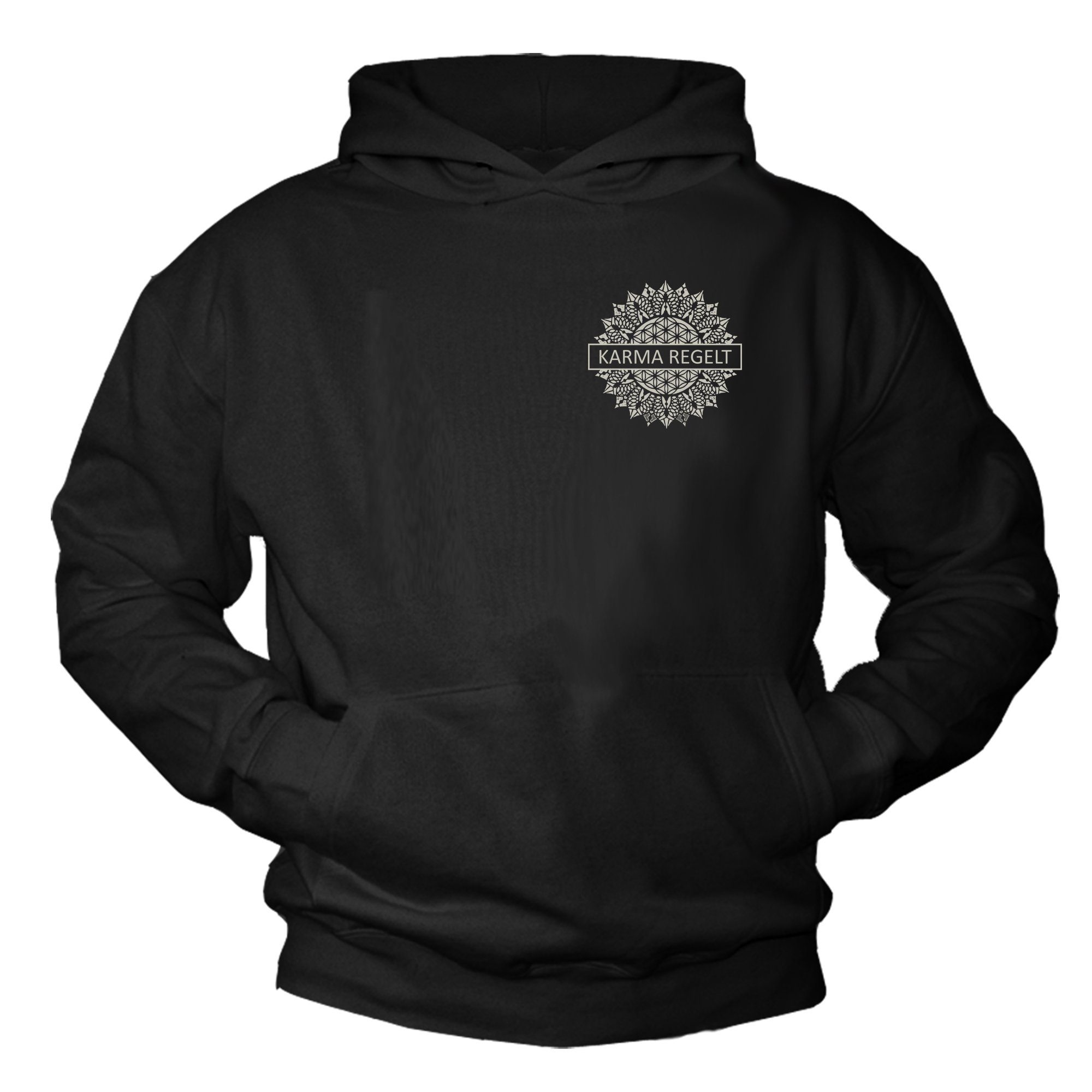 Kapuzenpullover mit Rückenprint Spruch Karma Mandala Hoodie Rückendruck Backprint