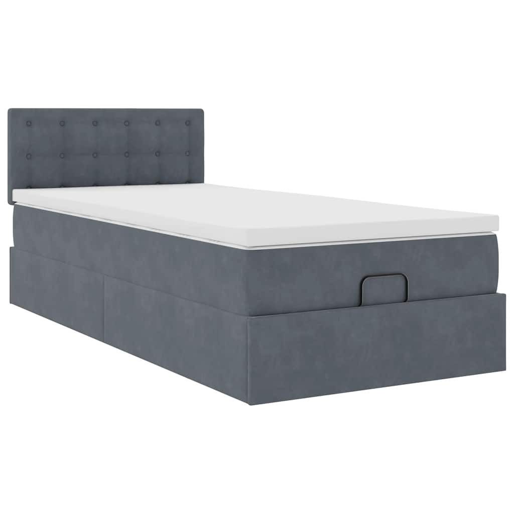 vidaXL Bett Ottoman-Bett mit Matratze Dunkelgrau 100x200 cm Samt