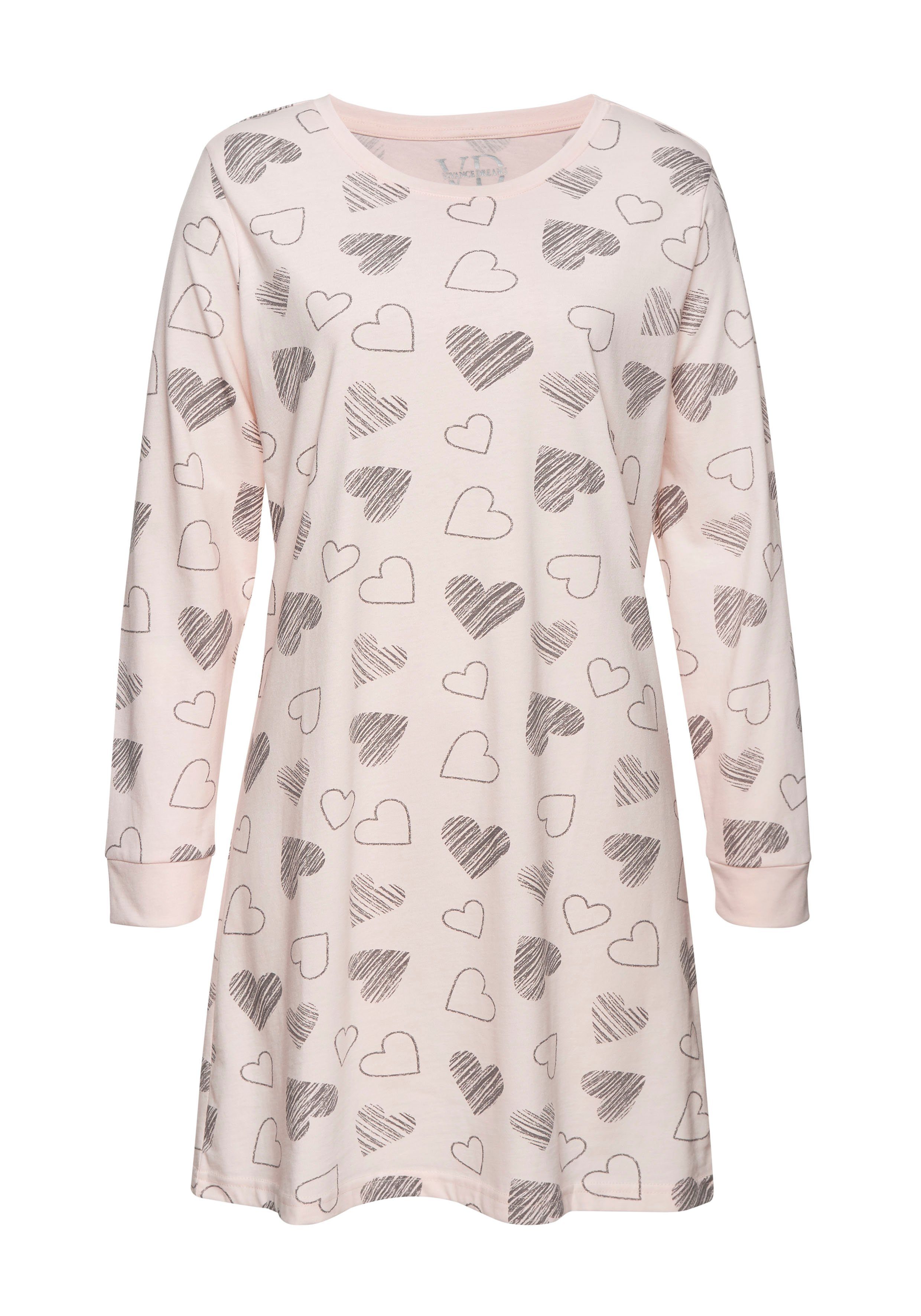 Vivance Dreams Nachthemd (2 Stück) mit süßem Herzprint