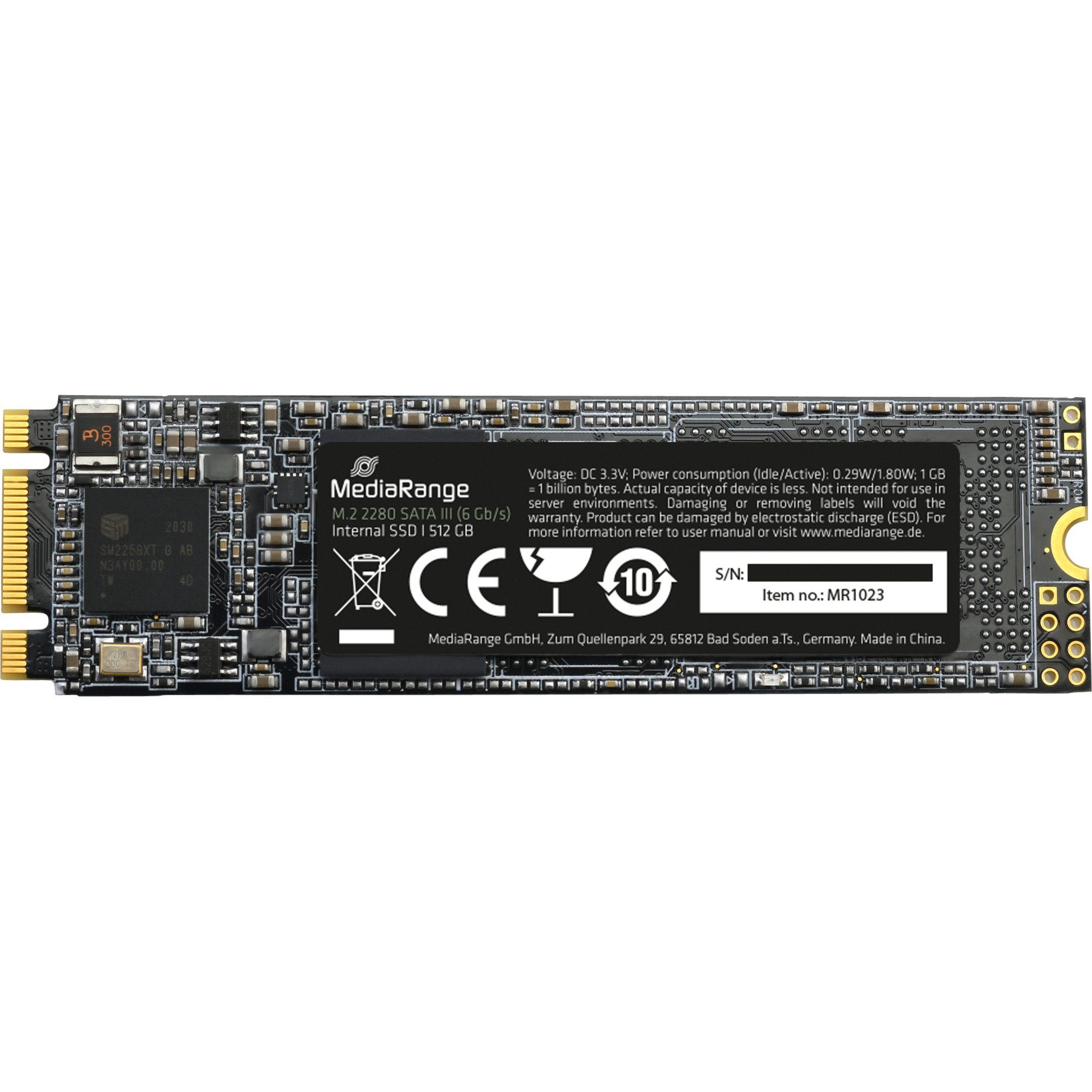 Mediarange MediaRange MR1023 512 GB, SSD, (SATA 6 Gb/s, M.2 interne HDD-Festplatte (512 GB) Steckkarte"
