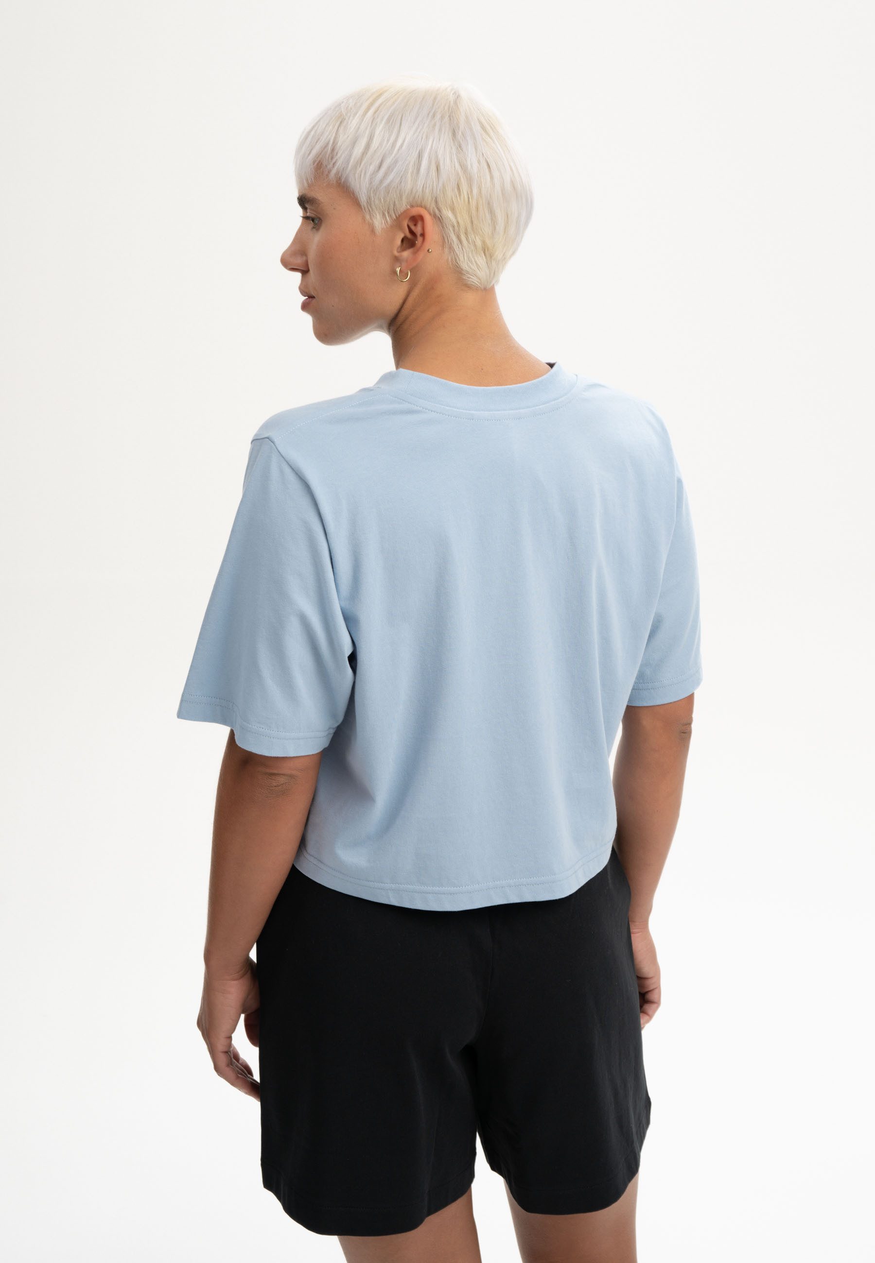 MELA Kurzarmshirt Cropped T-Shirt Style DESNA Fein gerippter Kragen