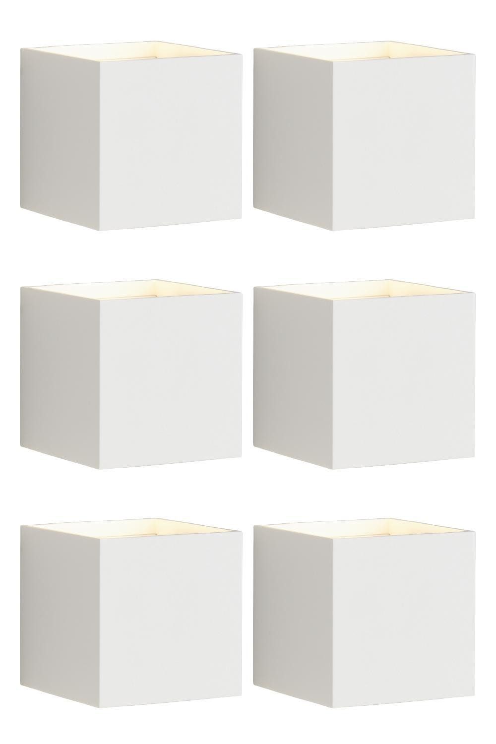 casa NOVA LED Außen-Wandleuchte CUBI, 2-flammig, Weiß, Aluminium, IP54, 6er Set, einstellbarer Strahlwinkel, LED fest integriert, Warmweiß, B 10 x H 10 cm