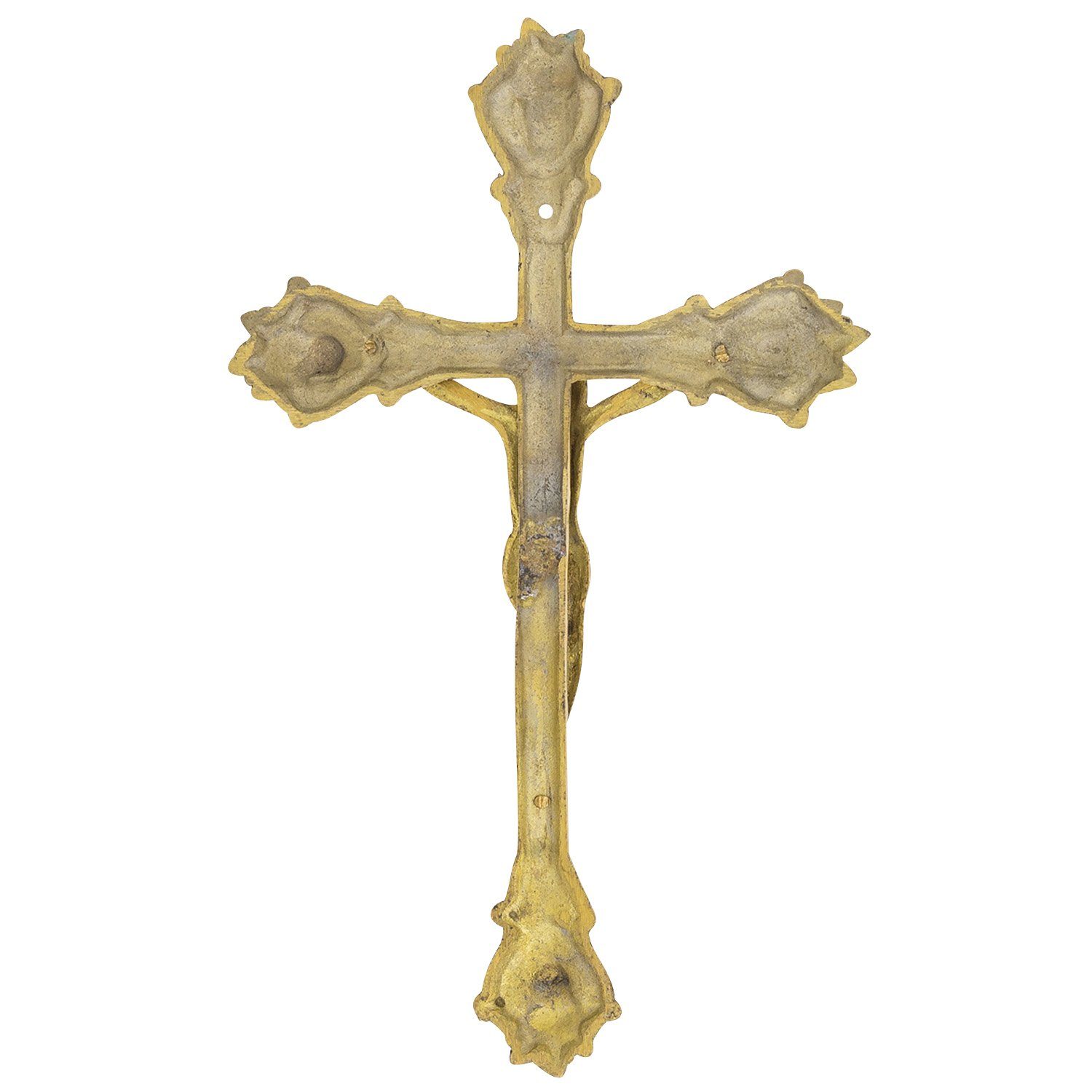 Wandkreuz 32cm Dekoobjekt Kruzifix Antik-Stil Messing Kirche Aubaho Kreuz Altarkreuz