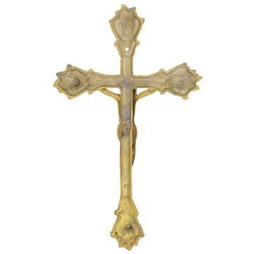 Aubaho Dekoobjekt Kreuz Kruzifix Altarkreuz Kirche Wandkreuz Messing Antik-Stil 32cm