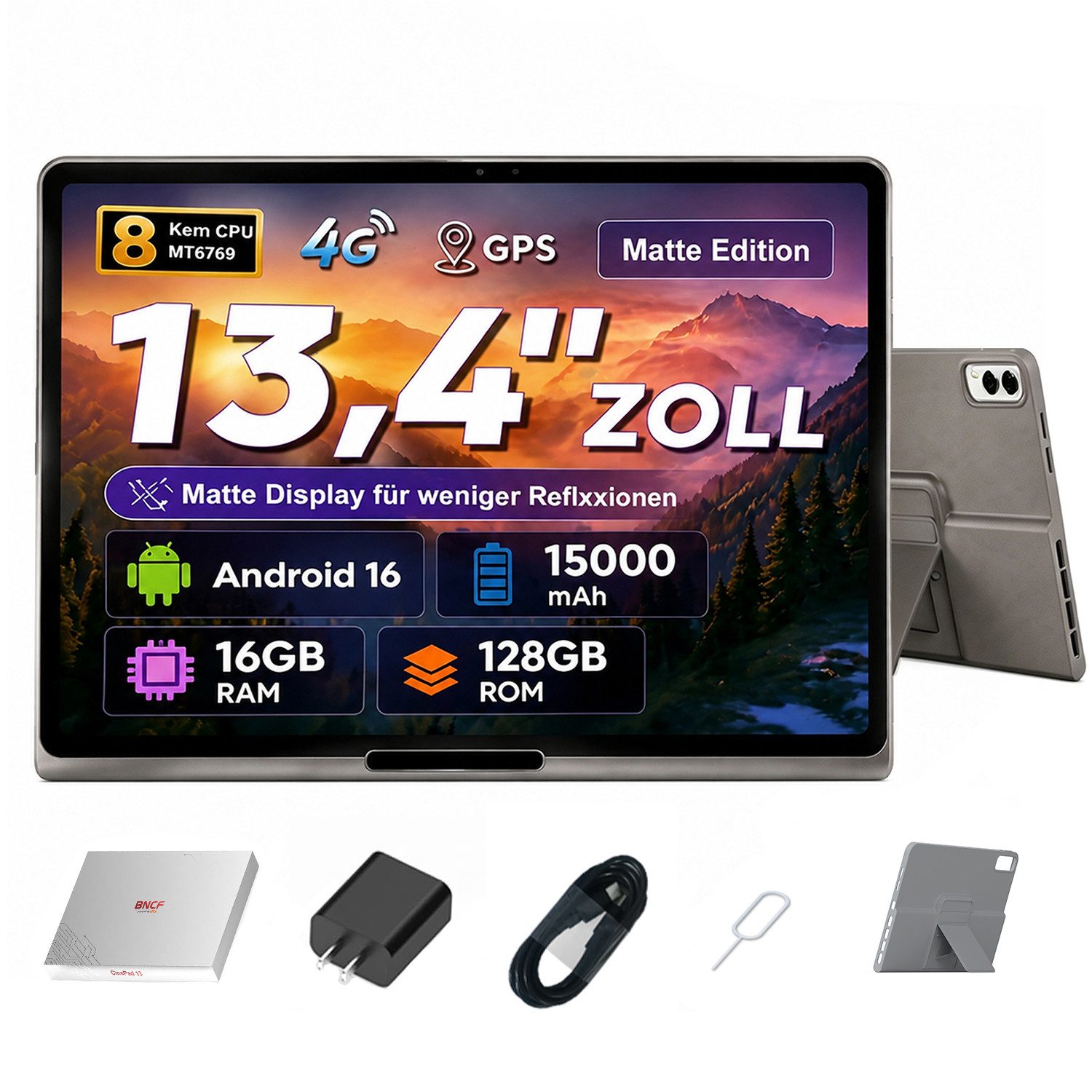 SHOU SPad13/CinePad13,13,4 Zoll, Android 16, 256GB/128GB, WiFi/4G Tablet (13.4", 128 GB, Android 16, 4G LTE, 128GB, 15000mAH, DTS-Audio,MTK 8-Kern,4G LTE CinePad13 Tablet)