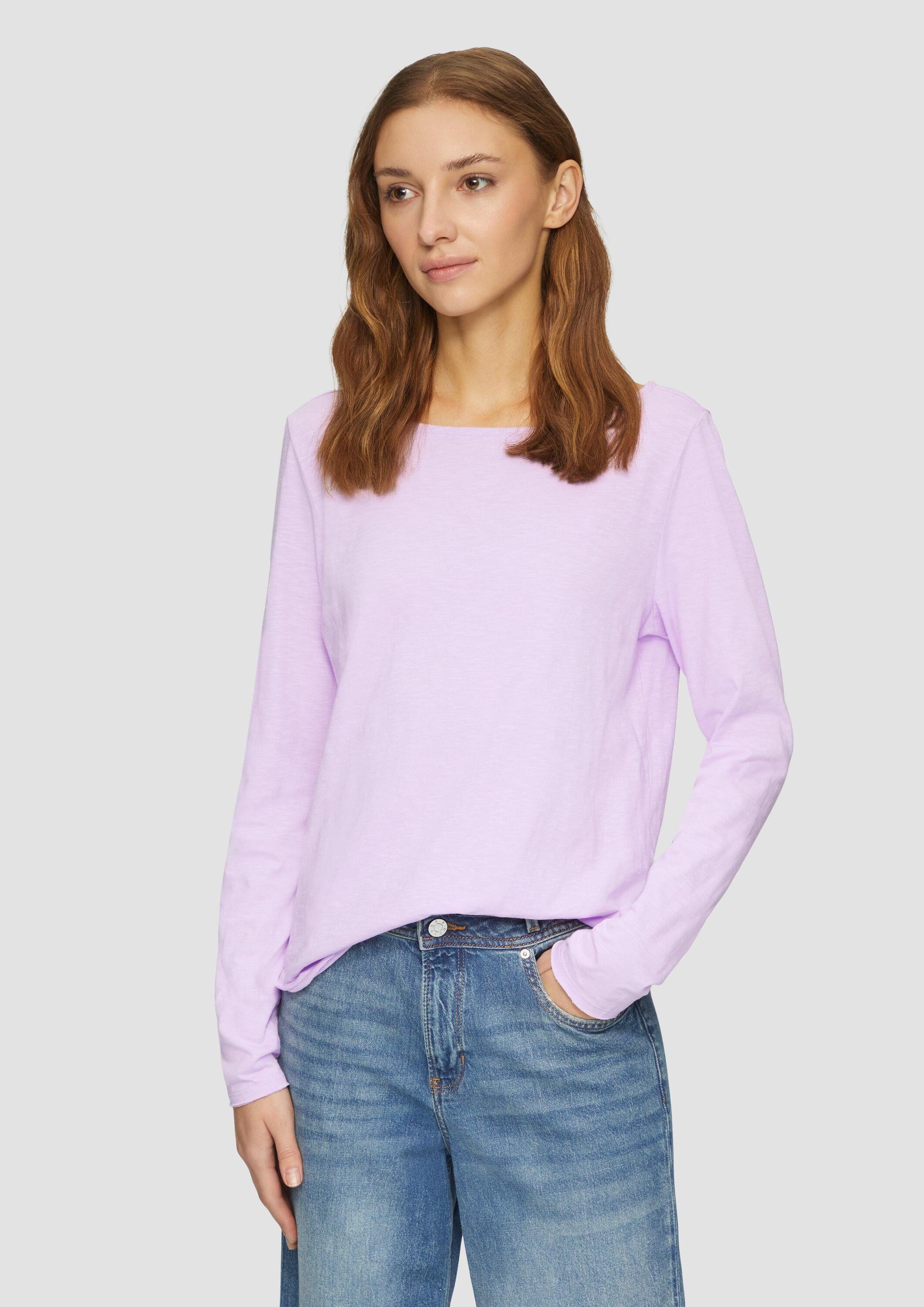 s.Oliver Langarmshirt T-Shirt Longsleeve mit Flammgarnstruktur und U-Boot-A günstig online kaufen