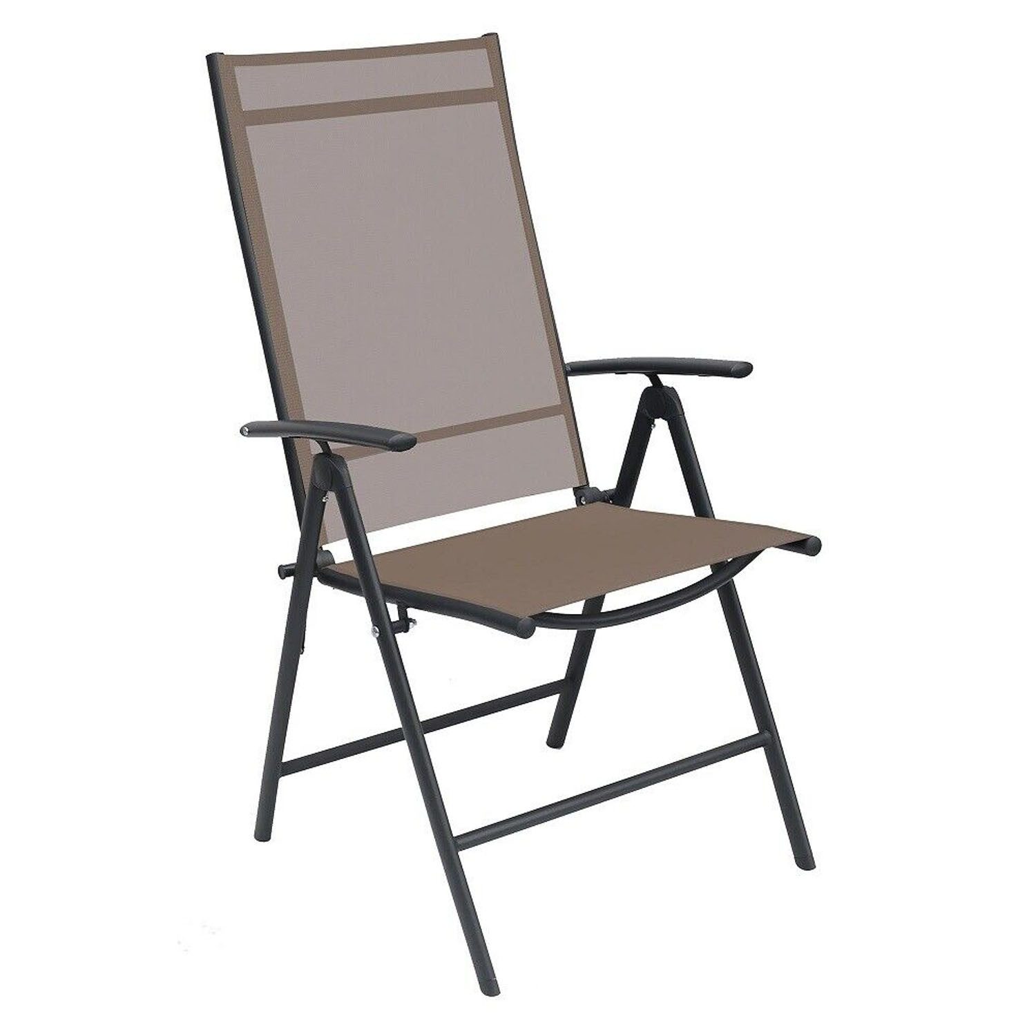 Mojawo Armlehnstuhl Garten Klappstuhl Gartenstuhl Textilen Anthrazit - Schokobraun 7 Pos.