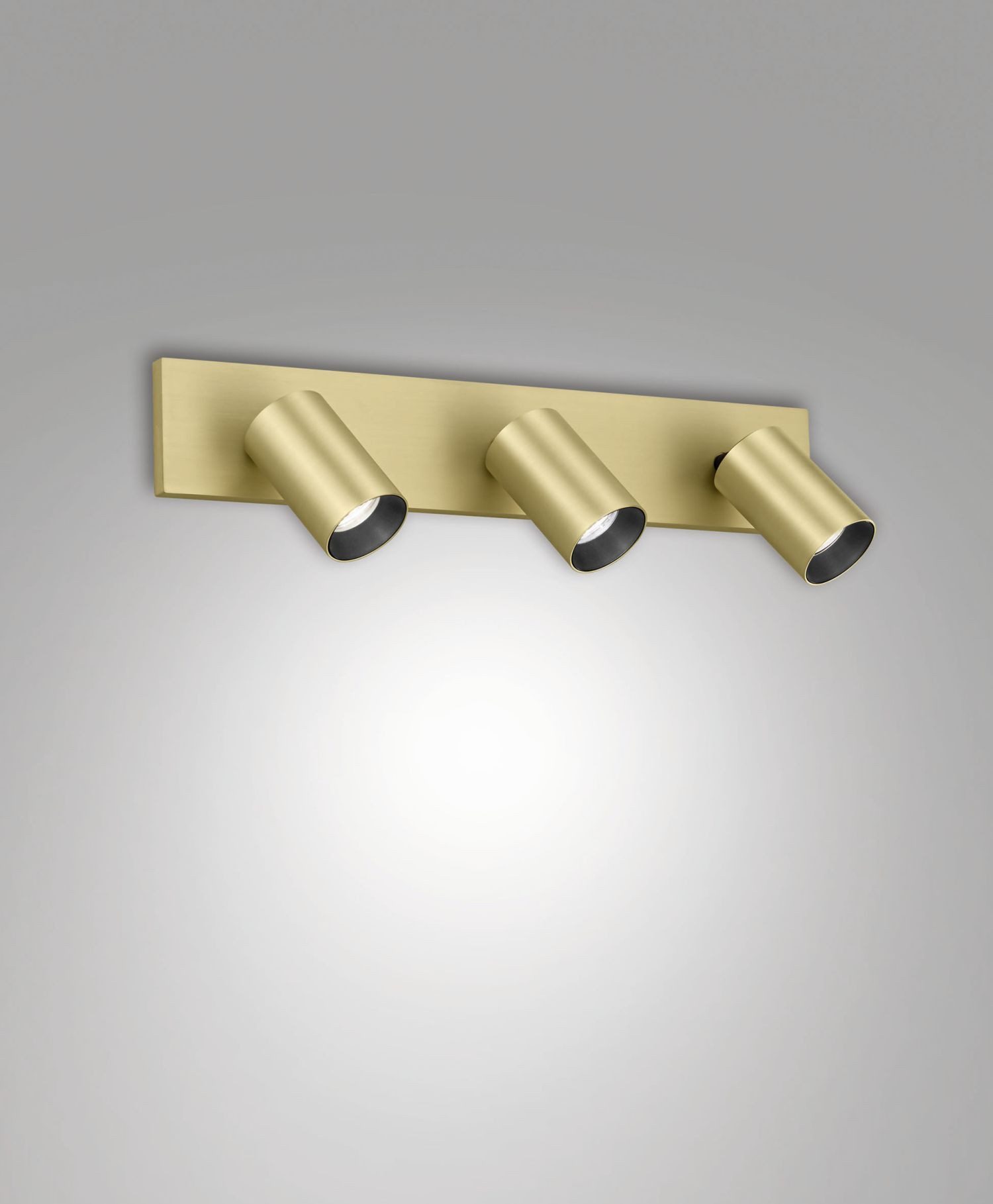 Licht-Erlebnisse Deckenstrahler FOBUR, ohne Leuchtmittel, Aluminium GU10 verstellbar in Messing satiniert 3-flammig Modern