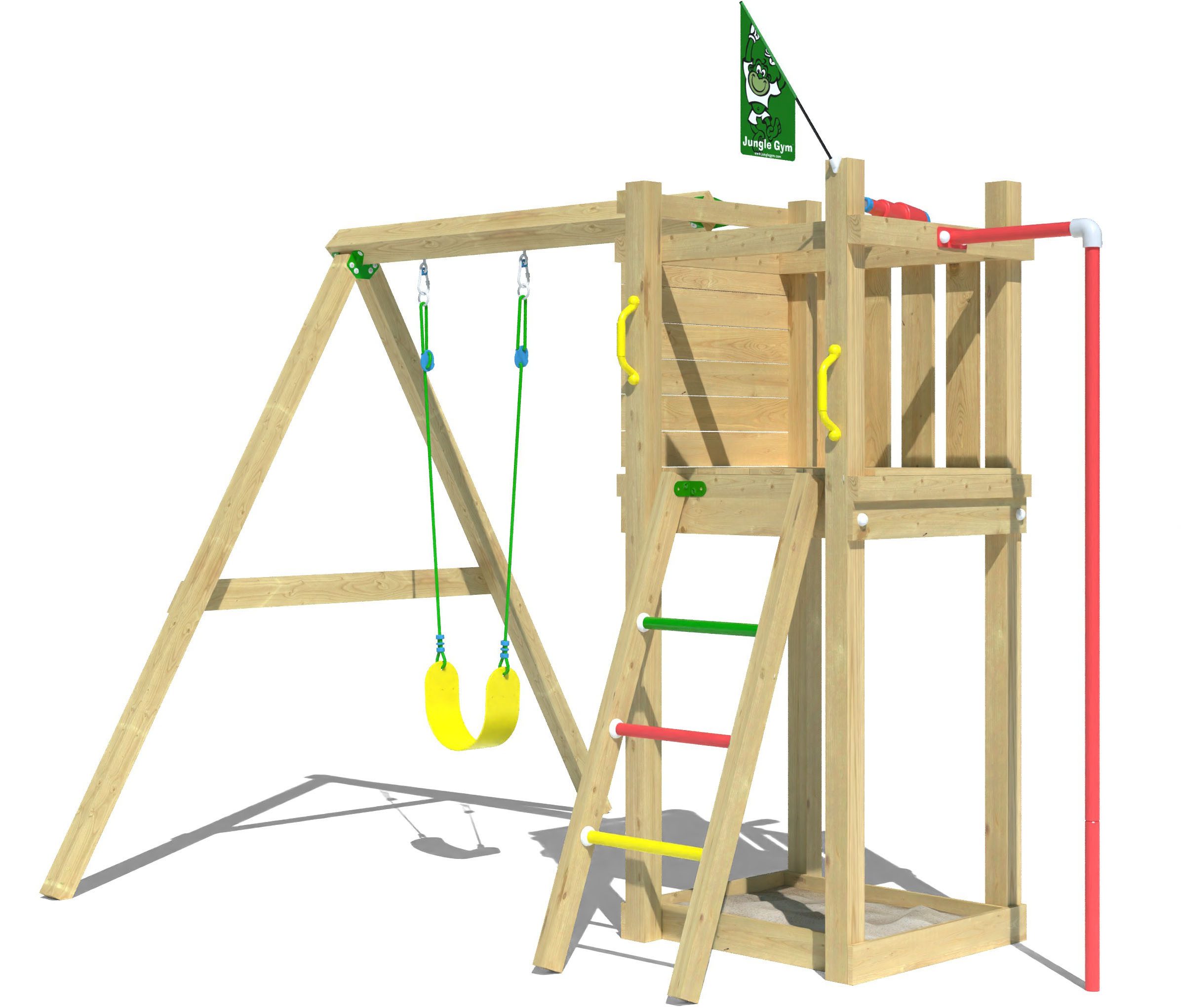 Jungle Gym Spielturm Perch, Spielanlage mit Schaukel und Rutschstange