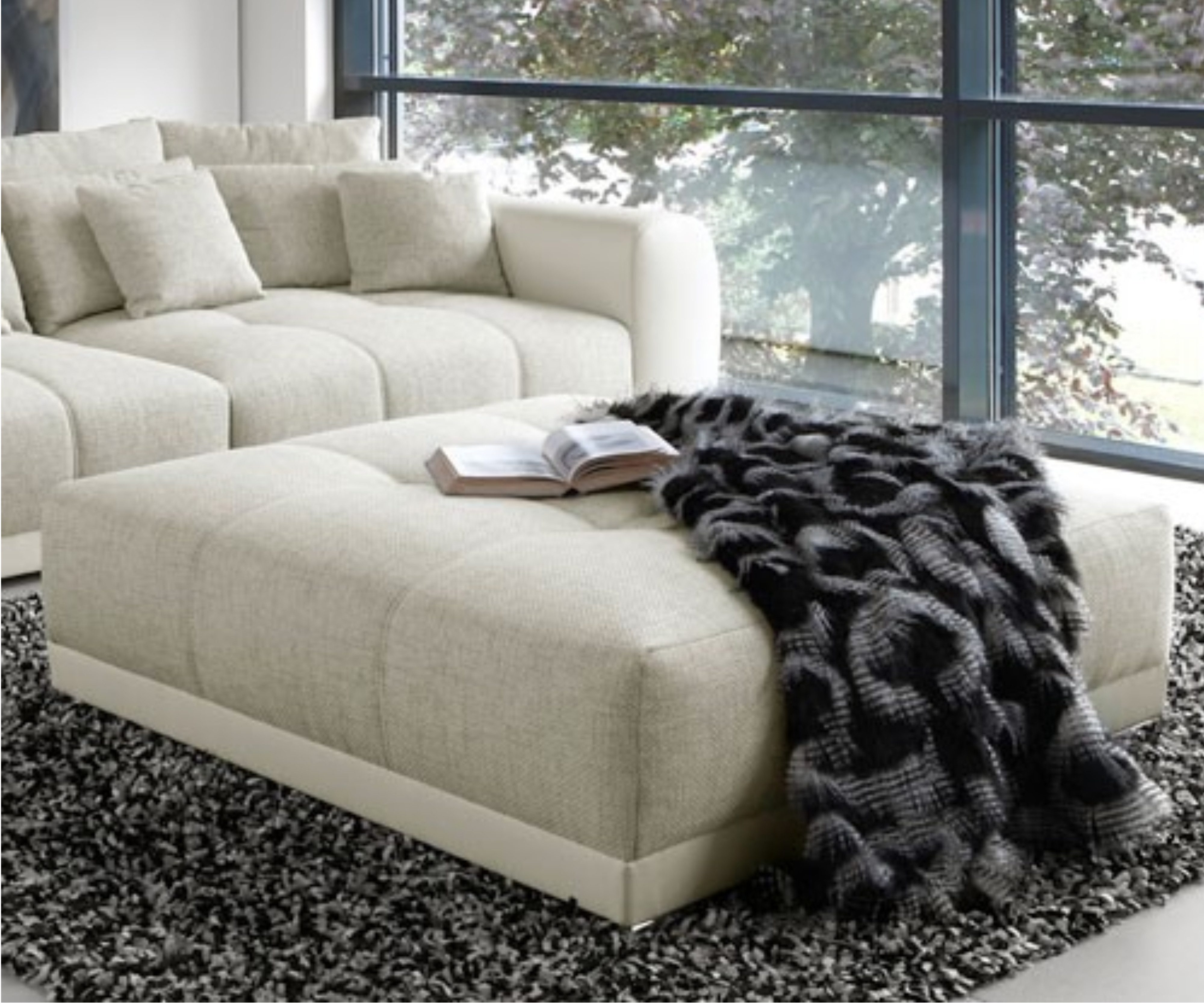 luma-home Polsterhocker 15138 (XXL-Hocker B120/H120/T39 cm mit Federkernpol günstig online kaufen