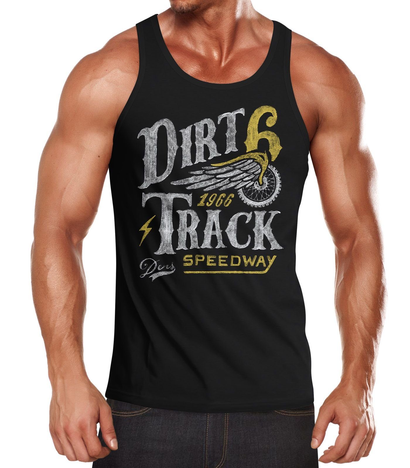Neverless Tanktop Herren Tank-Top Dirt Track Racing Muskelshirt Muscle Shirt mit Print