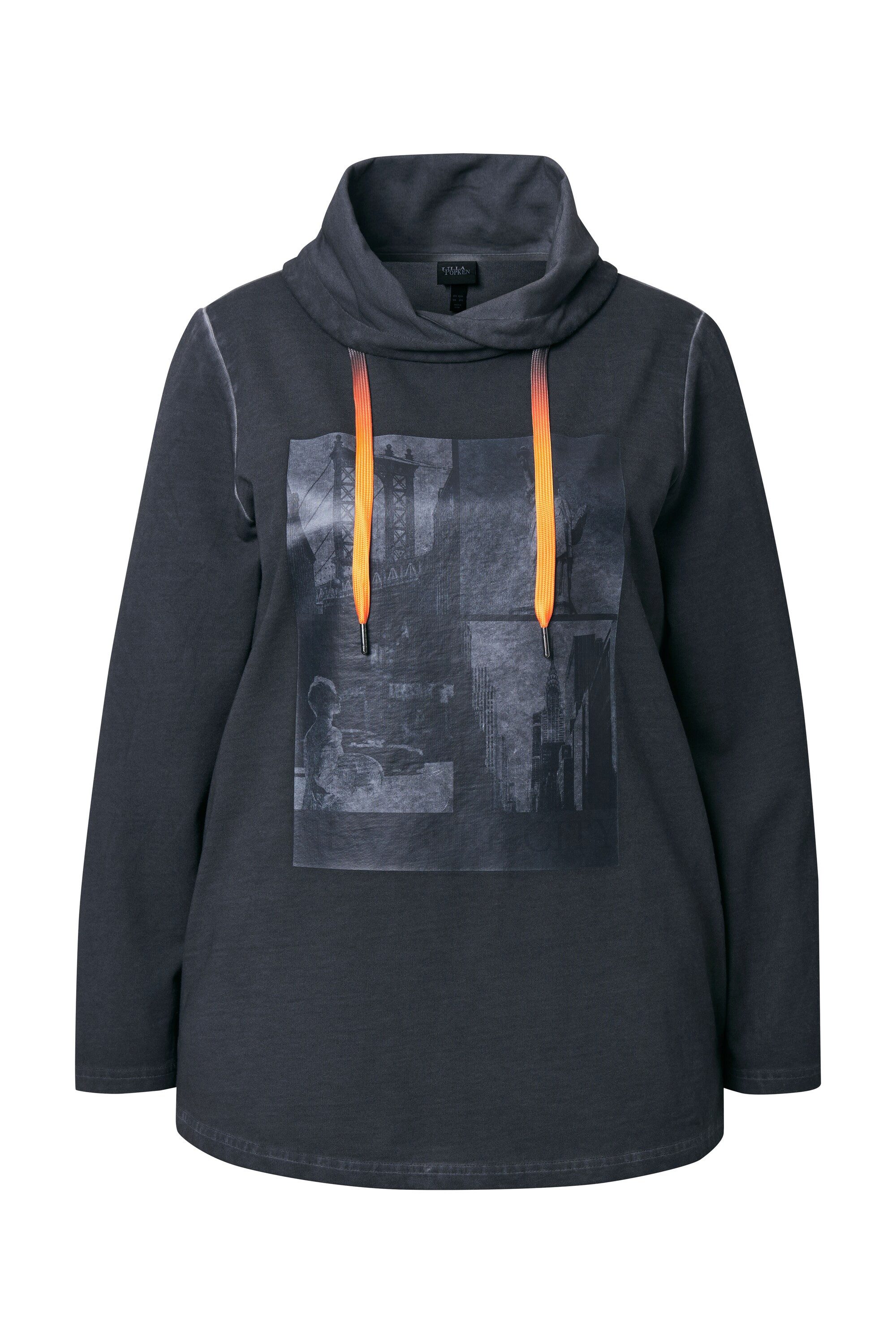 Ulla Popken Sweatshirt Sweatshirt Nex York Stehkragen Langarm cold dyed günstig online kaufen