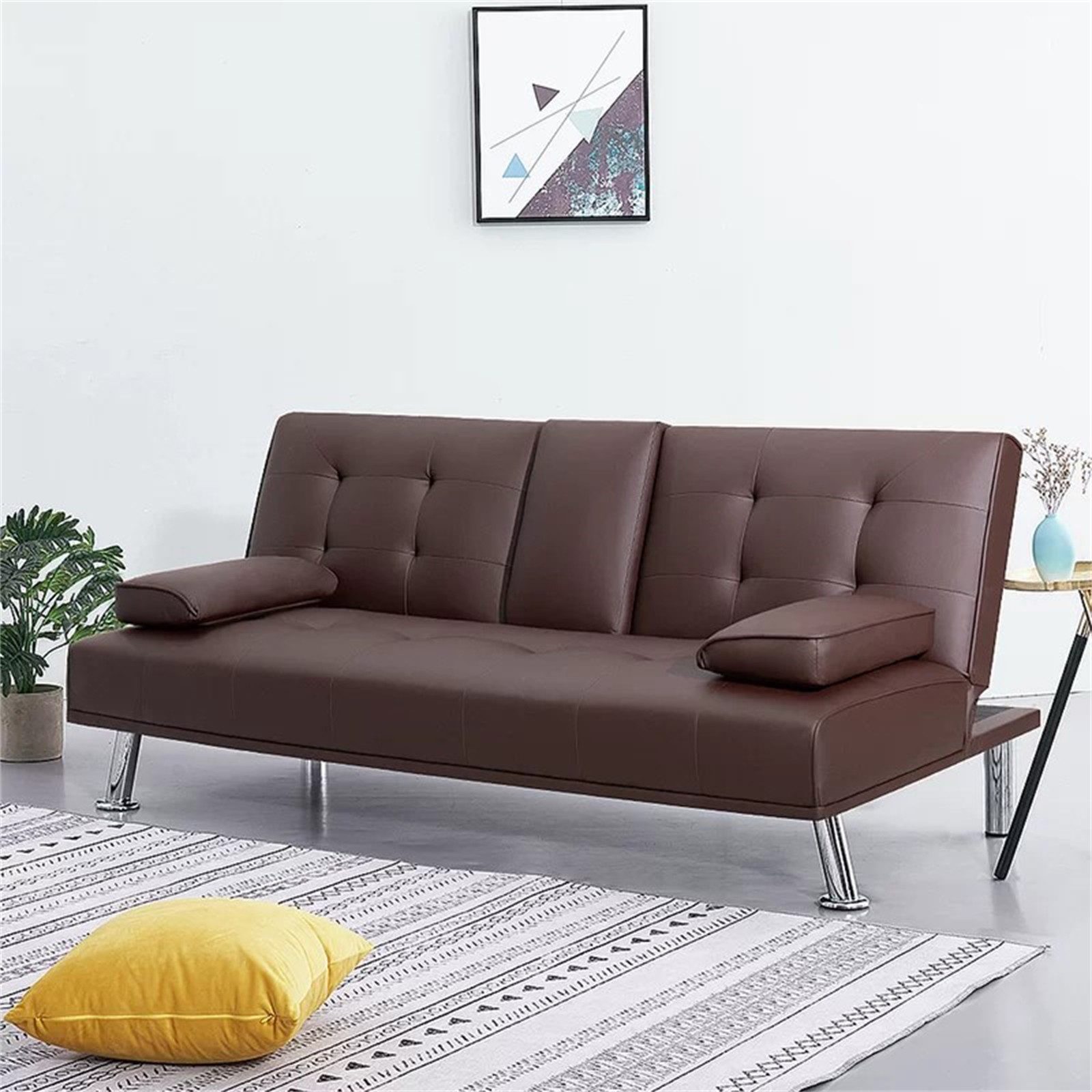 HTI-Living Schlafsofa Klappsofa Braun Marwan, Stück 1 Teile, Sofa mit Schlaffunktion und Getränkehalter