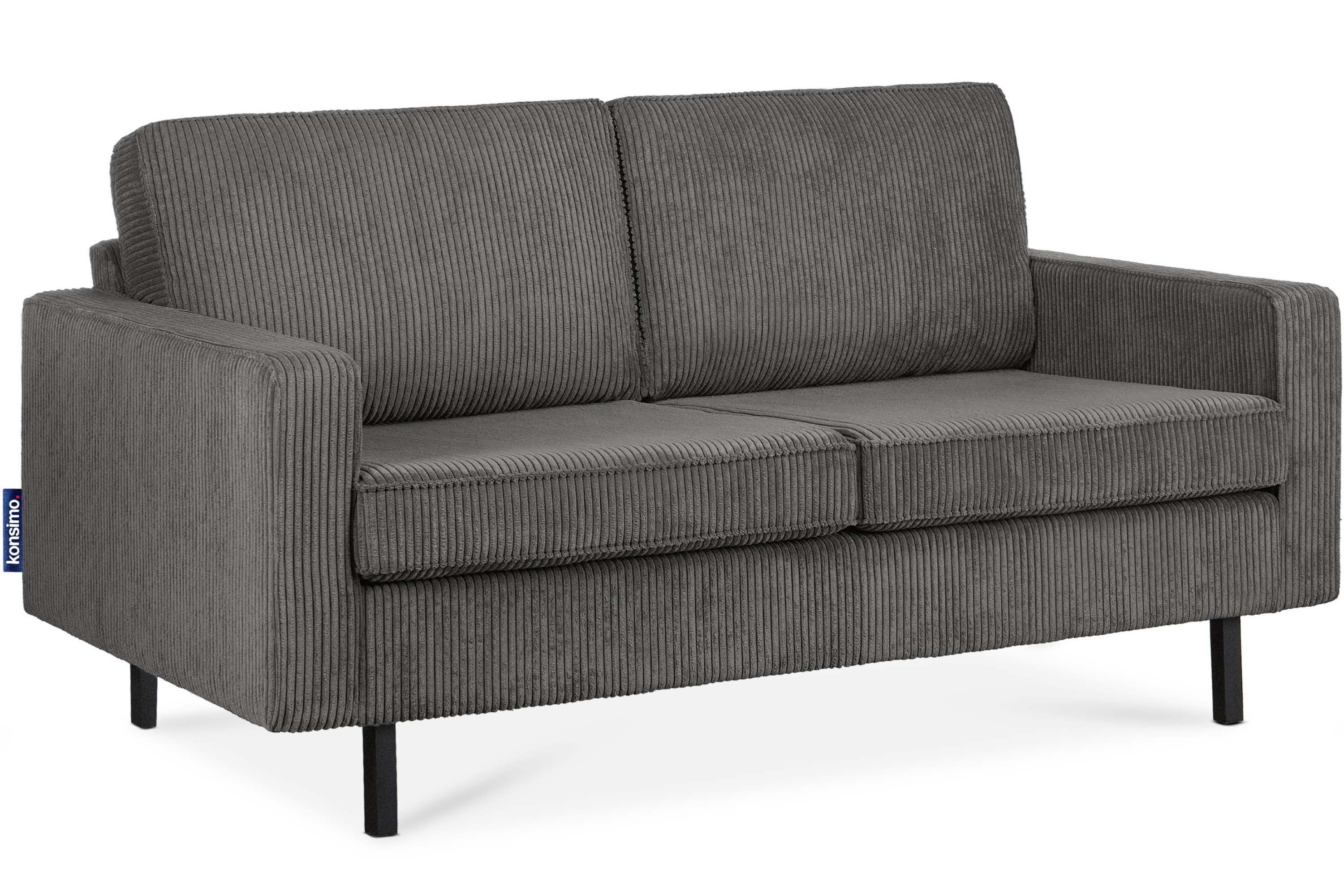 Konsimo 2-Sitzer INVIA Zweisitzer-Sofa, aus Cord-Stoff Friendly Polsterung in Pet hochwertigem Schaumstoff
