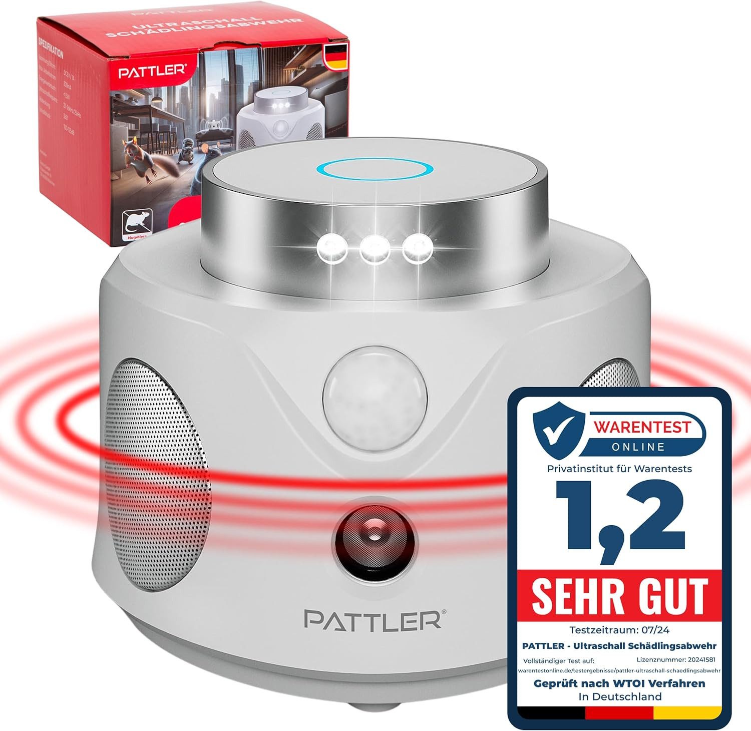 Ultraschall-Tierabwehr 360° Ultraschall Mäuseabwehr - Effektiv Mäuse vertreiben