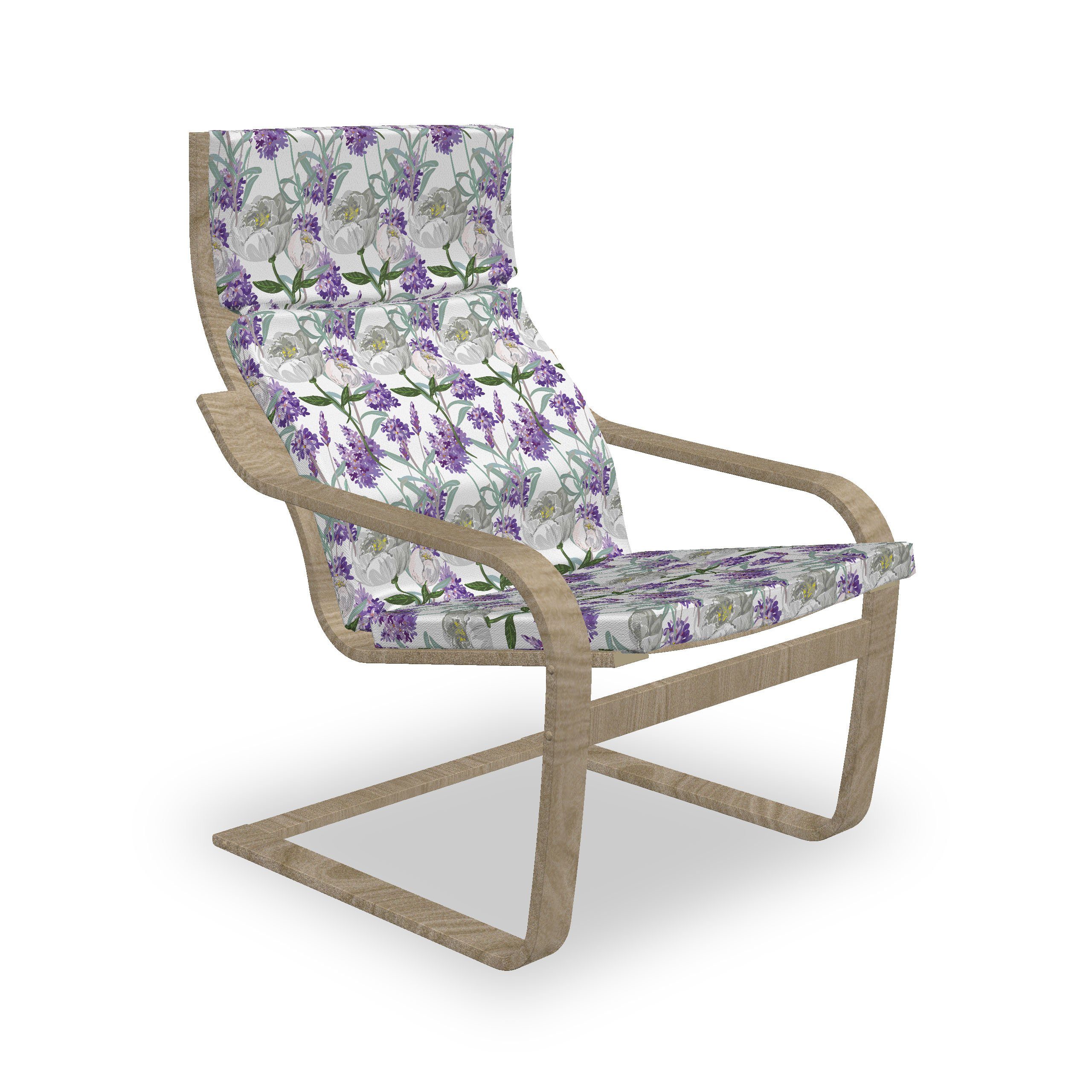 Abakuhaus Stuhlkissen Sitzkissen mit Stuhlkissen mit Hakenschlaufe und Reißverschluss, Floral Lavendel und Pfingstrose