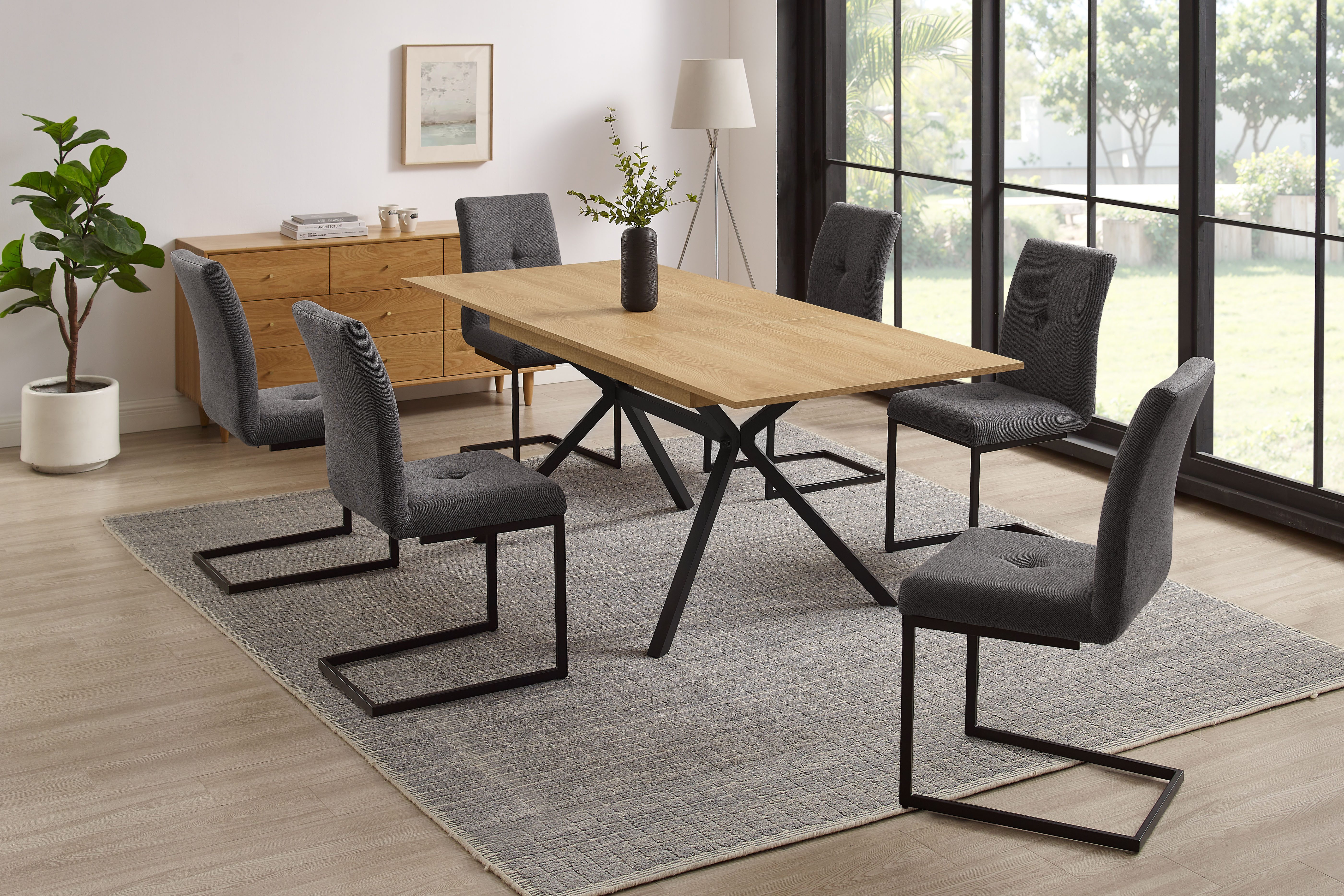 OTTO home Essgruppe Vendy, Esstisch ausziehbar plus 6 Freischwinger, (Set, günstig online kaufen