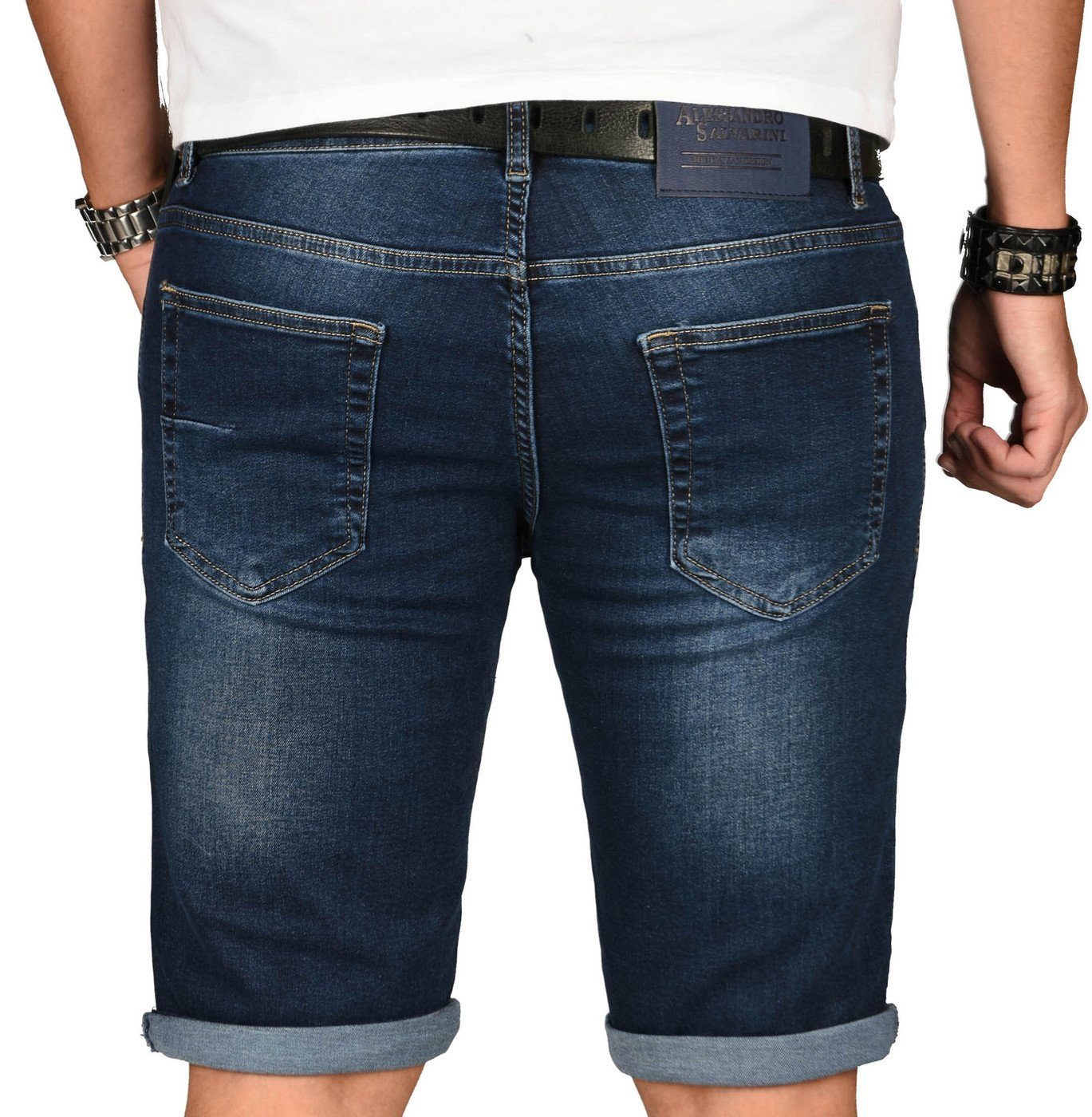 Salvarini Jeansshorts ASCanluca Stretch Elasthan nachtblau Alessandro mit