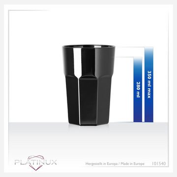 PLATINUX Glas Schwarze Allzweckgläser, Glas, 280ml (max. 350ml) Trinkgläser Wassergläser Pokal stapelbar