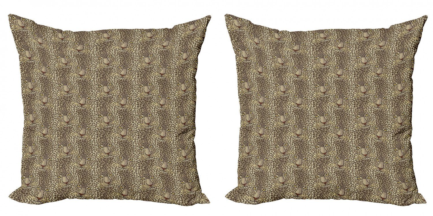 Kissenbezüge Modern Accent Doppelseitiger Stück), (2 Katzen-Gesicht wilde große Leopard-Druck Abakuhaus Leo Digitaldruck