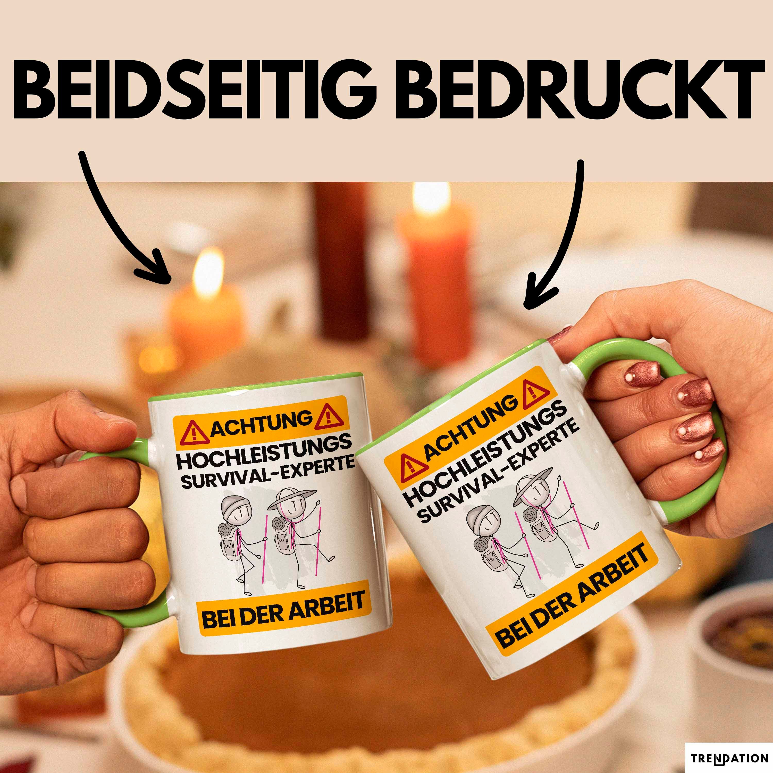Trendation Tasse Survival-Experte Tasse Geschenk Lustiger Spruch Geschenkidee für Survi
