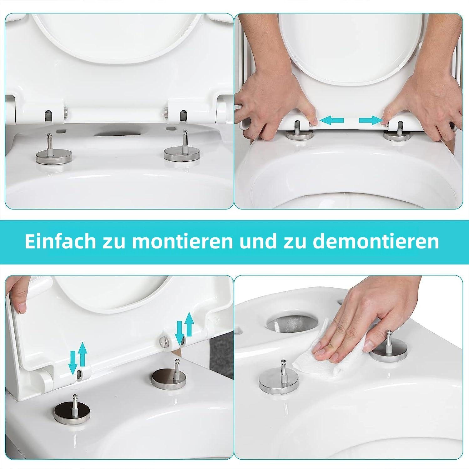 Woltu WC-Sitz, WC Sitz Kunststoff, Fast Fix, Softclose Scharnier